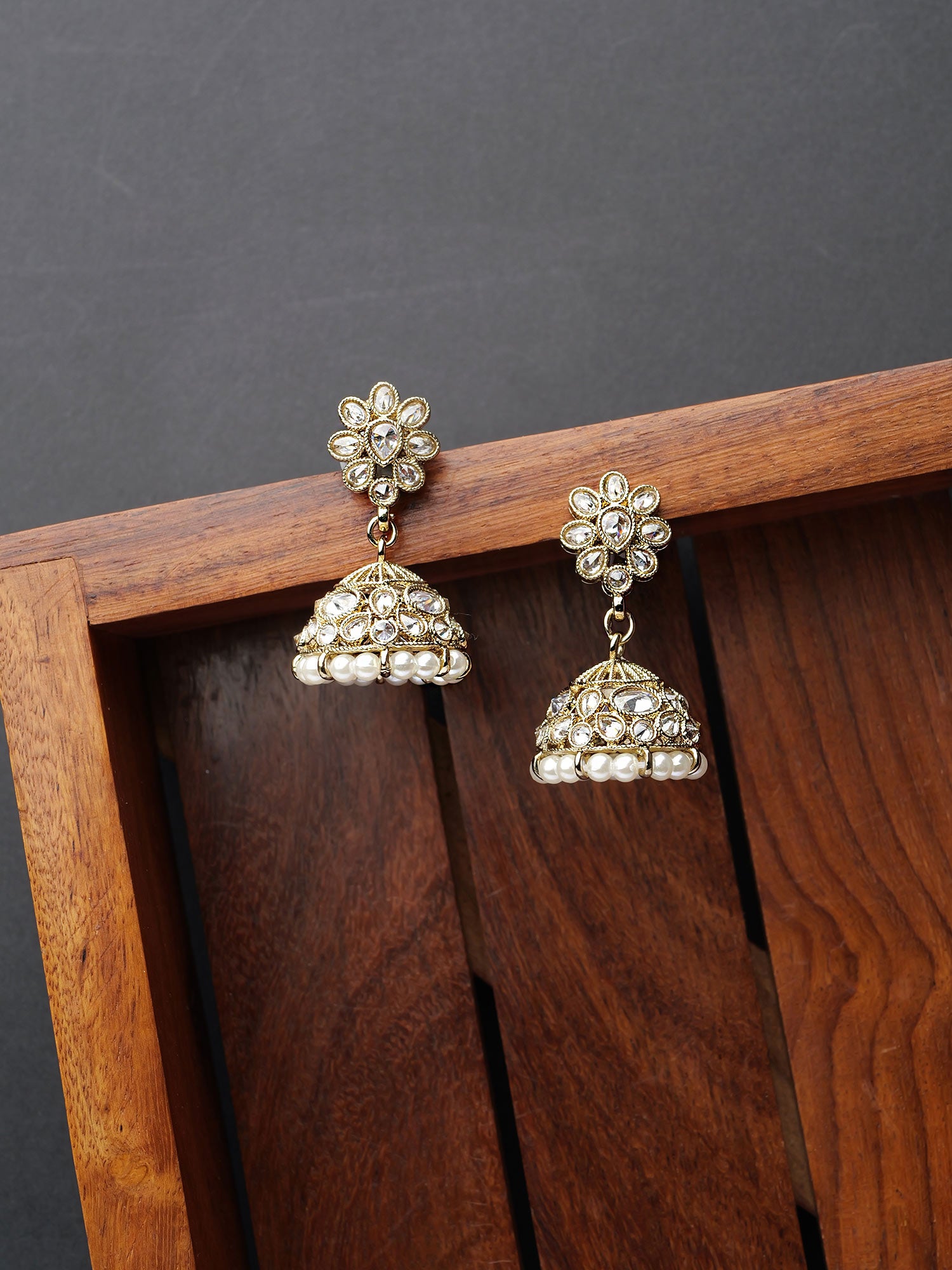 Nyra Jhumka Earrings in White