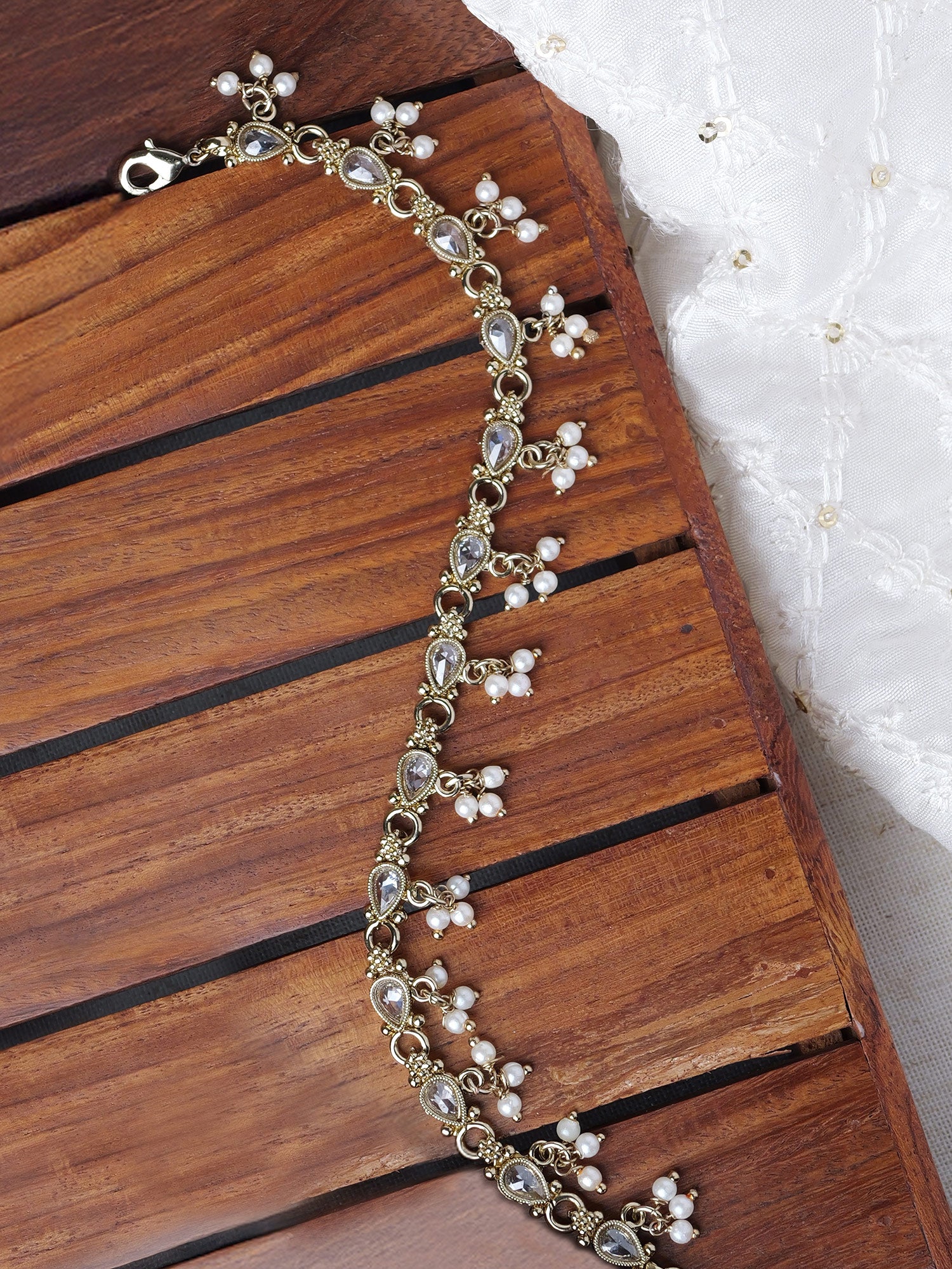 Nysha Pearl Anklet in White