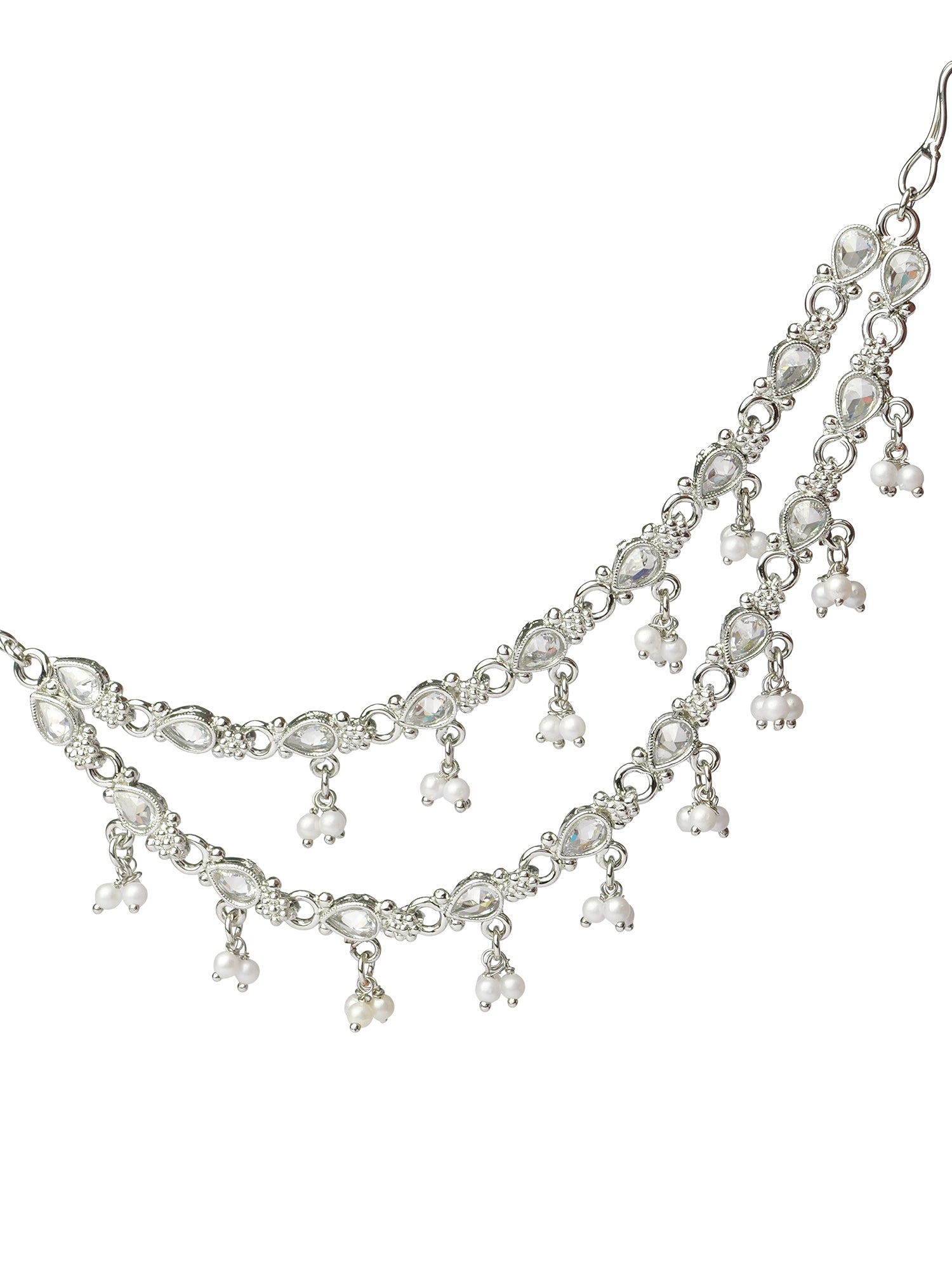 Nysha Ear Chains in Pearl and Rhodium