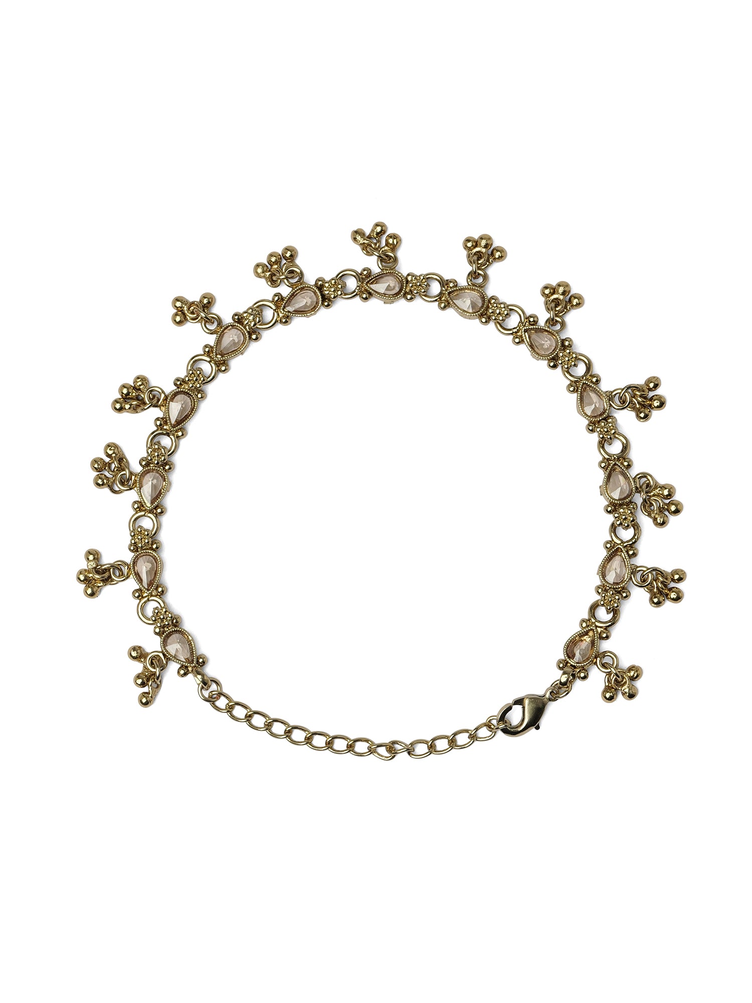 Nysha Pearl Anklet in Antique Gold