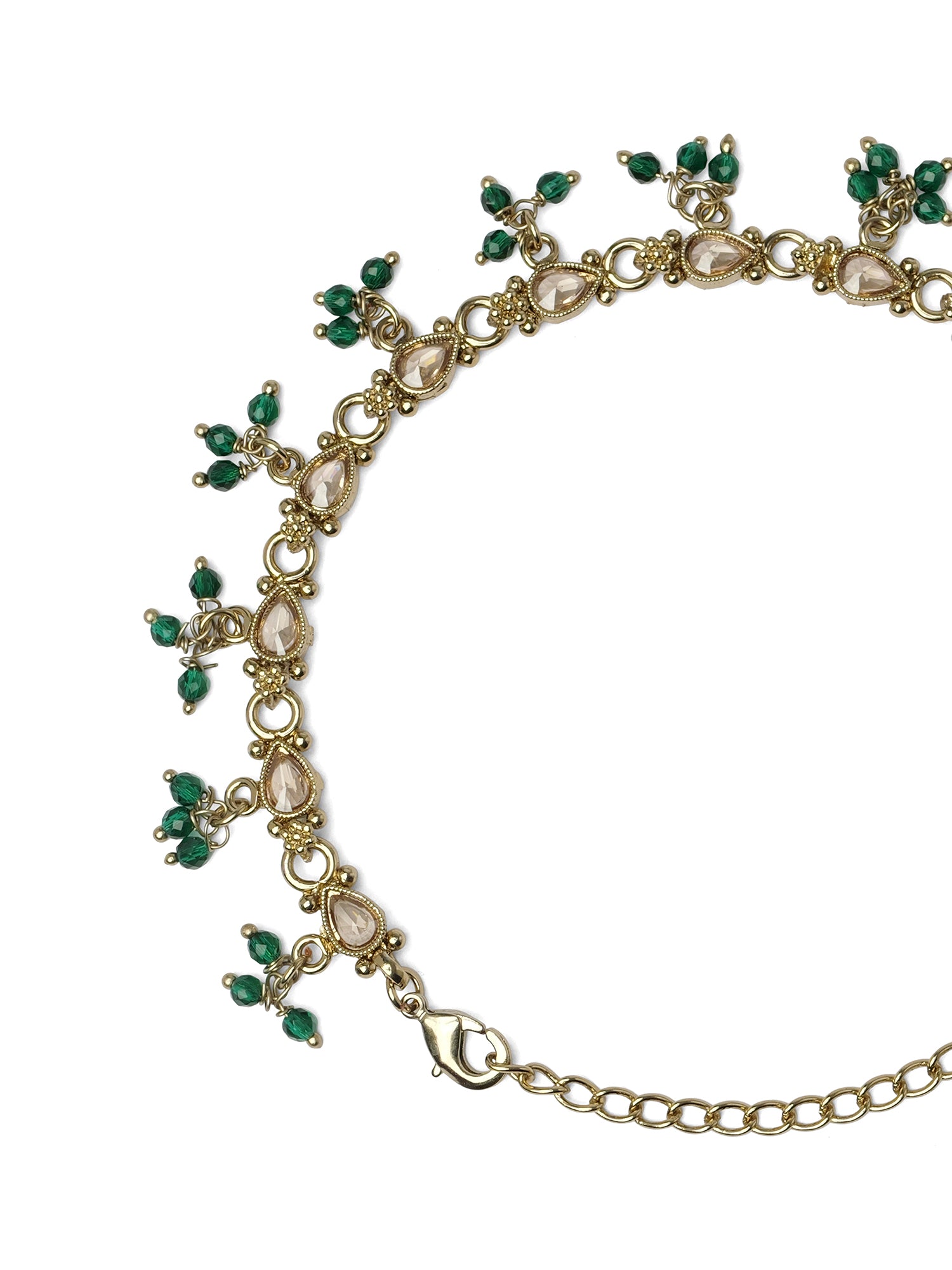 Nysha Pearl Anklet in Green