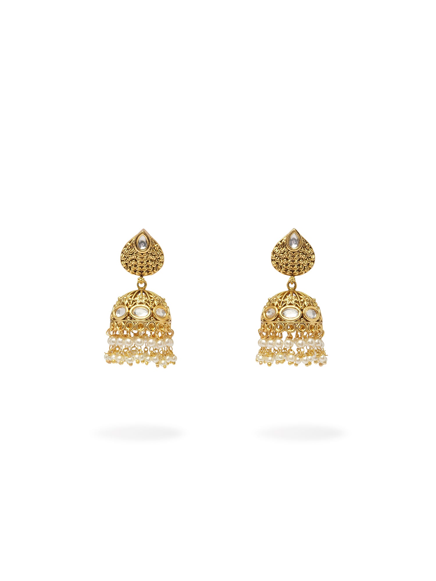 Orisha Kundan Jhumka Earrings in White