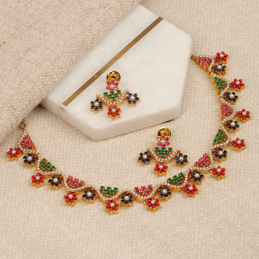 Phulki Rajasthani Necklace Set in Multi