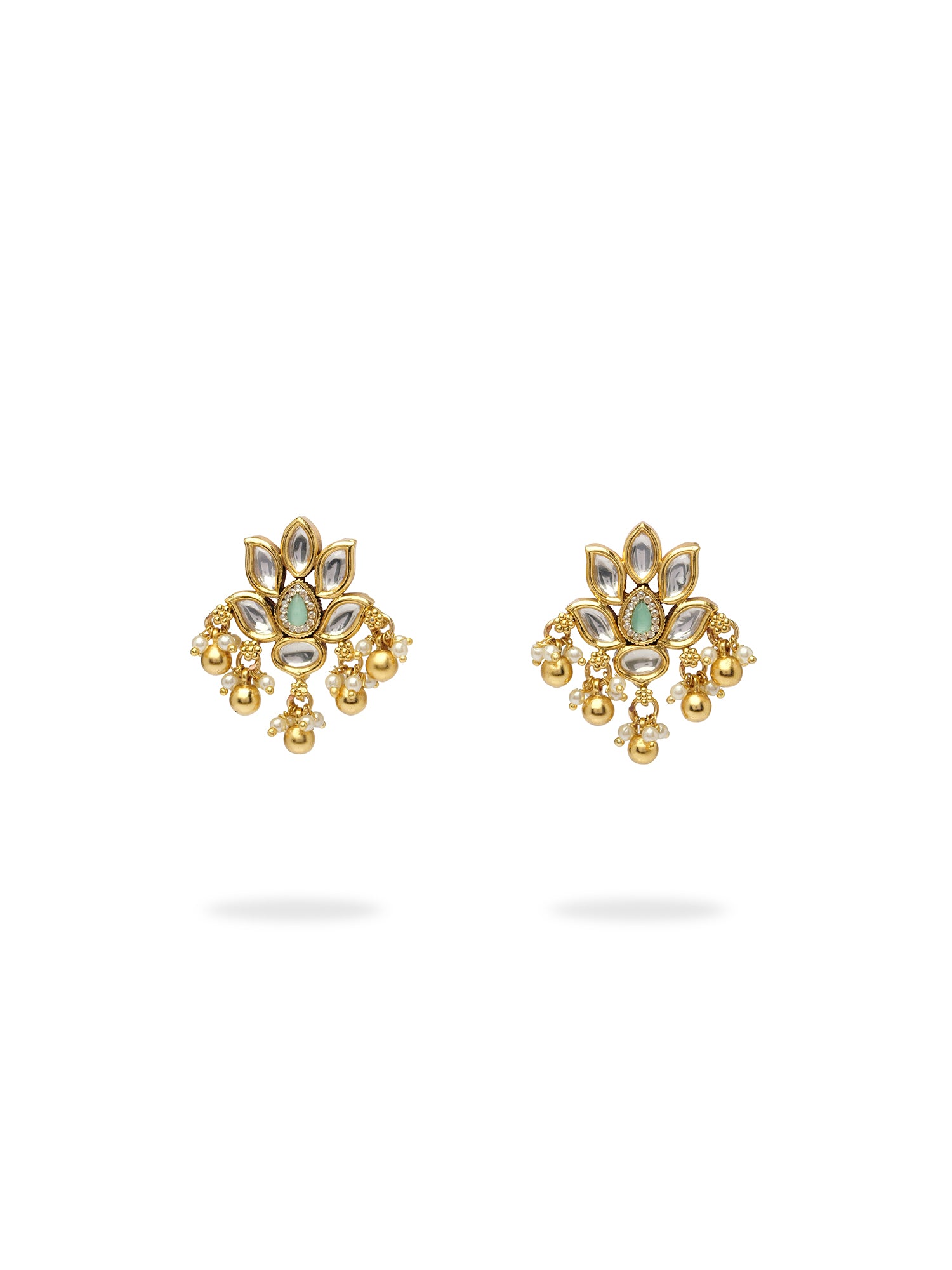 Padma Kundan Earrings in Mint