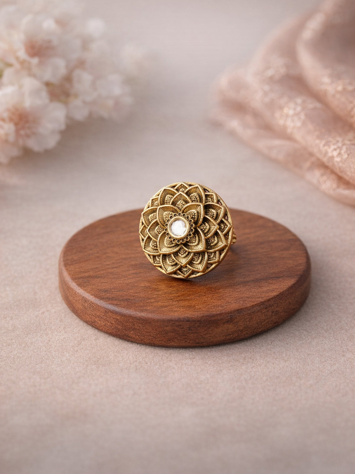 Padmini Classic Ring in White 