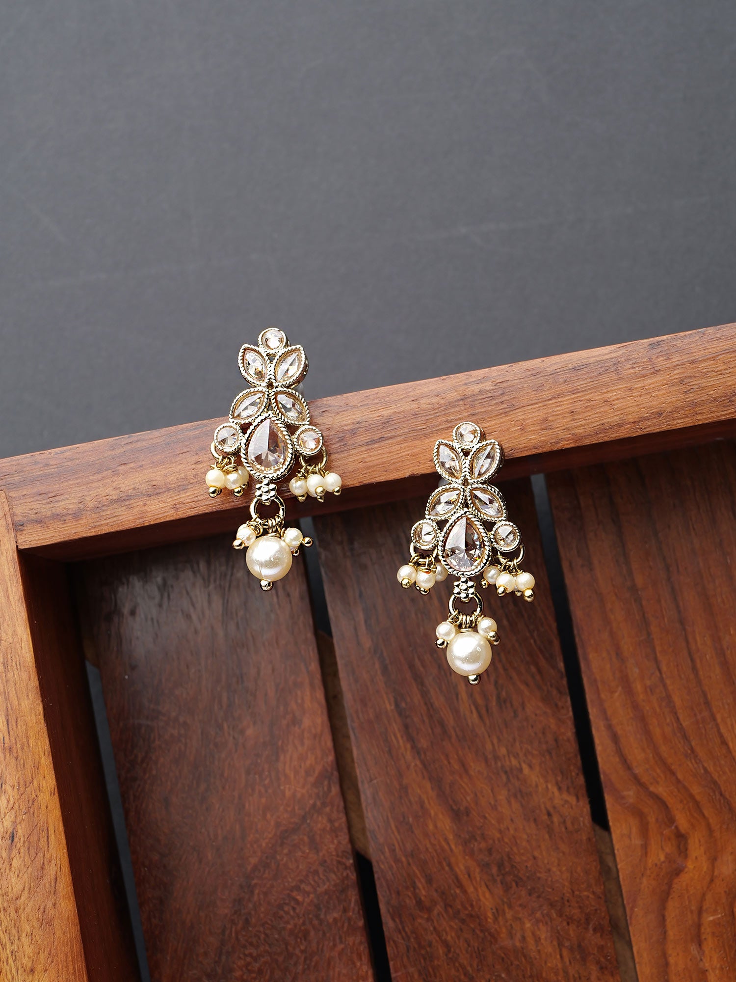 Parina Earrings in Champagne and Antique Gold