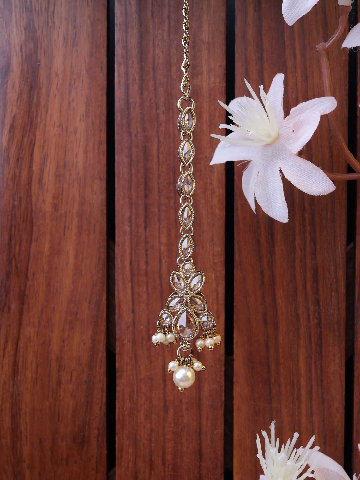 Parina Maang Tikka in Champagne and Antique Gold