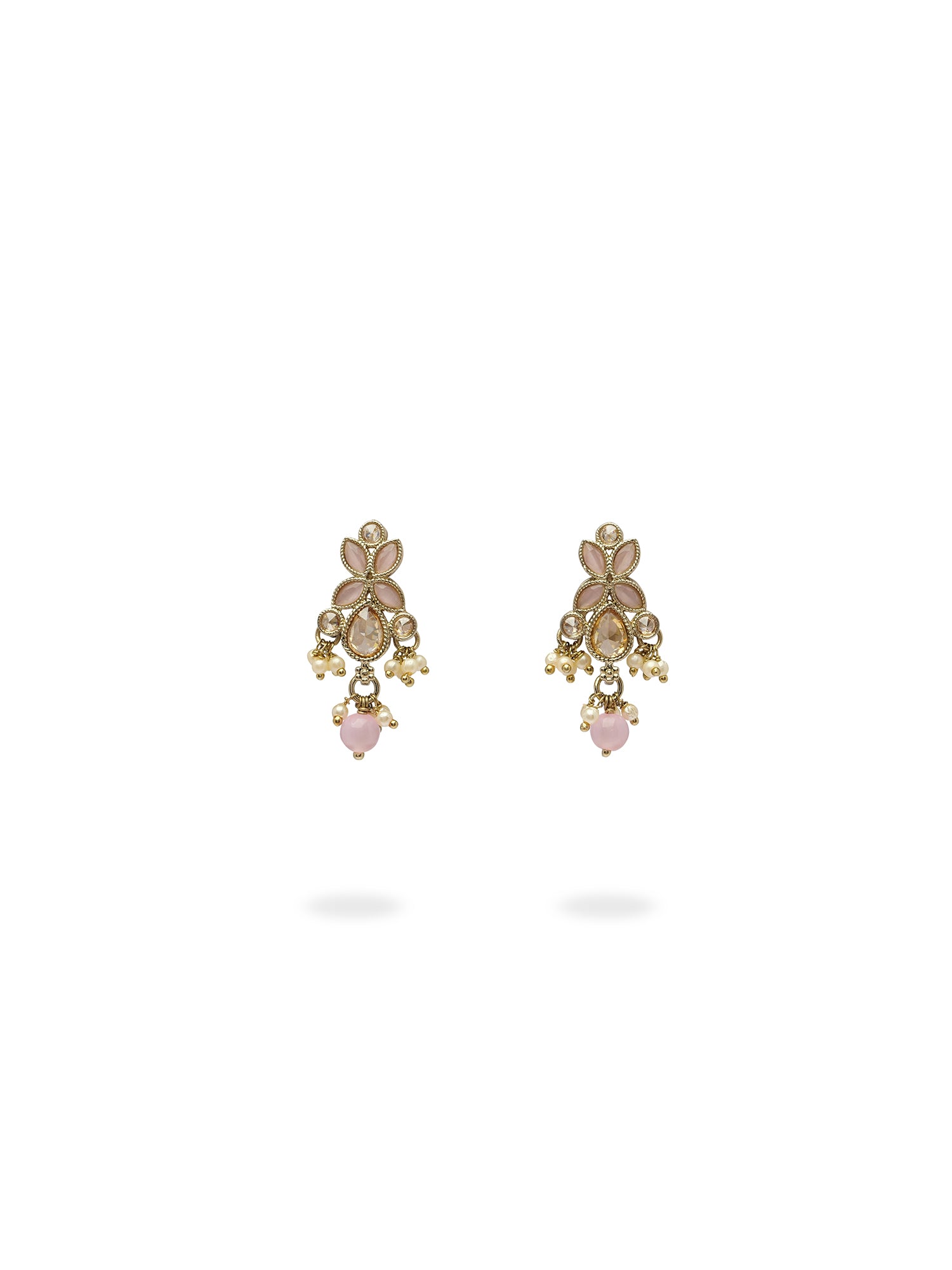 Parina Earrings in Light Pink and Antique Gold