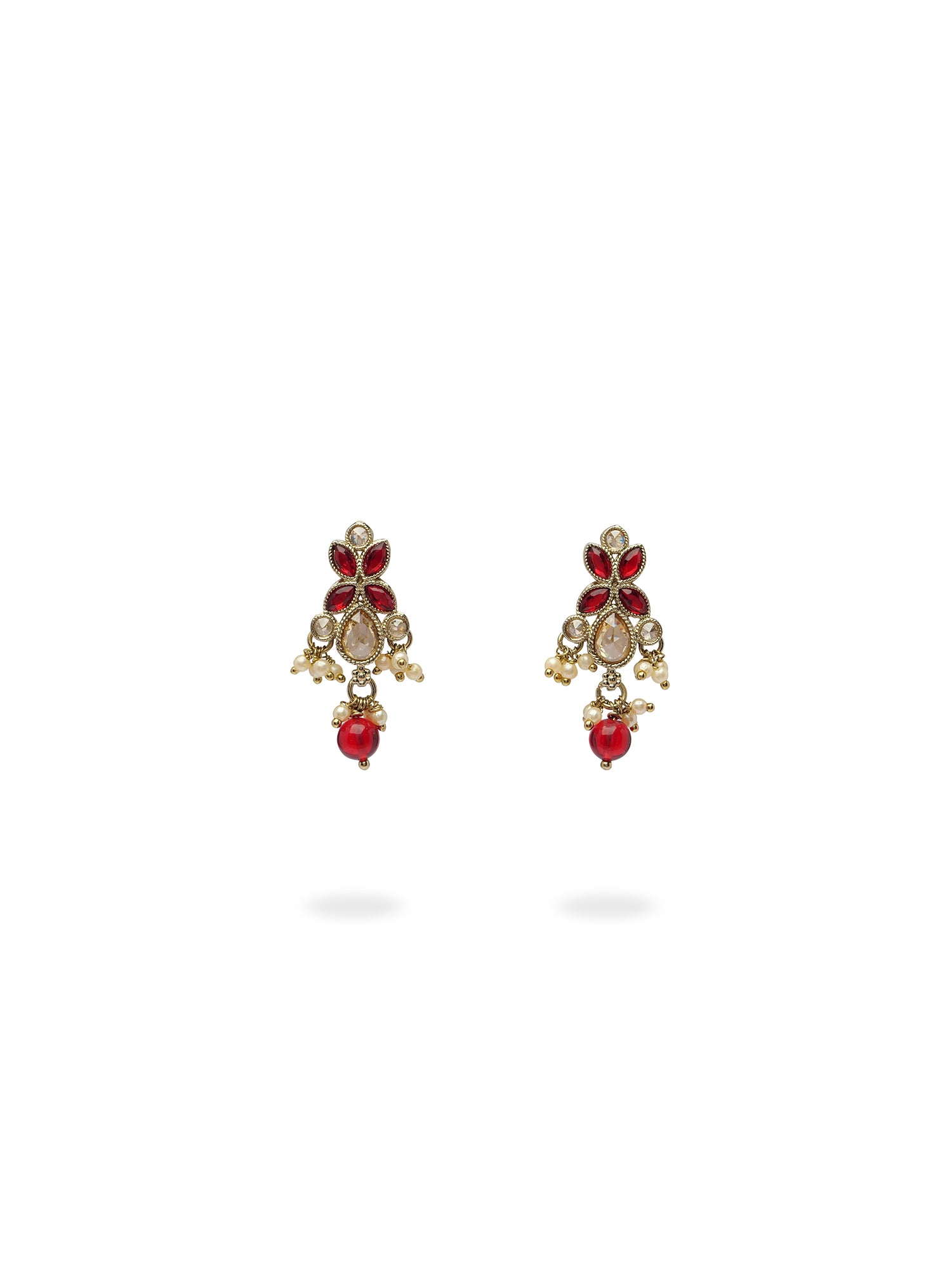 Parina Earrings in Maroon and Antique Gold