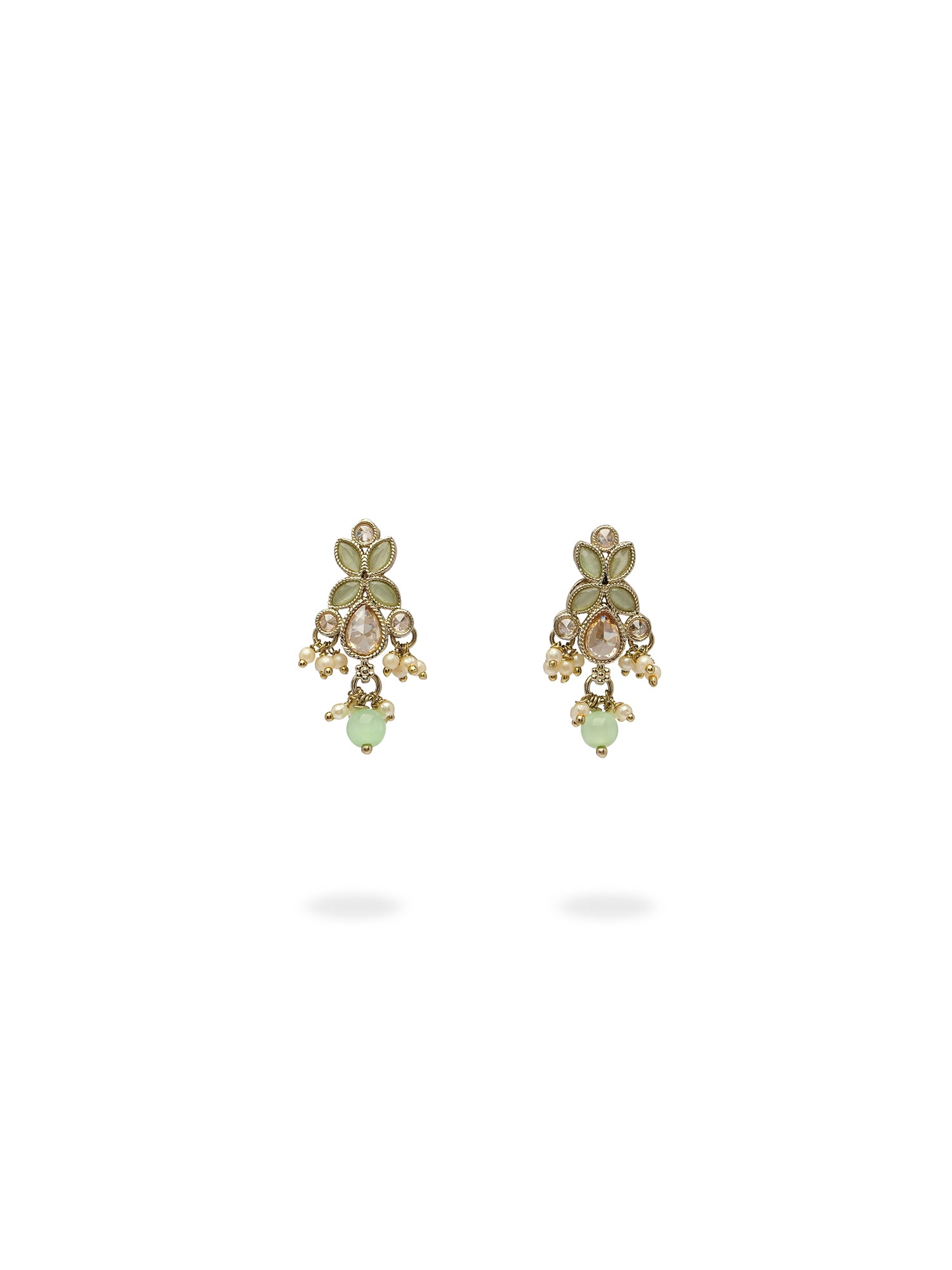 Parina Earrings in Mint and Antique Gold