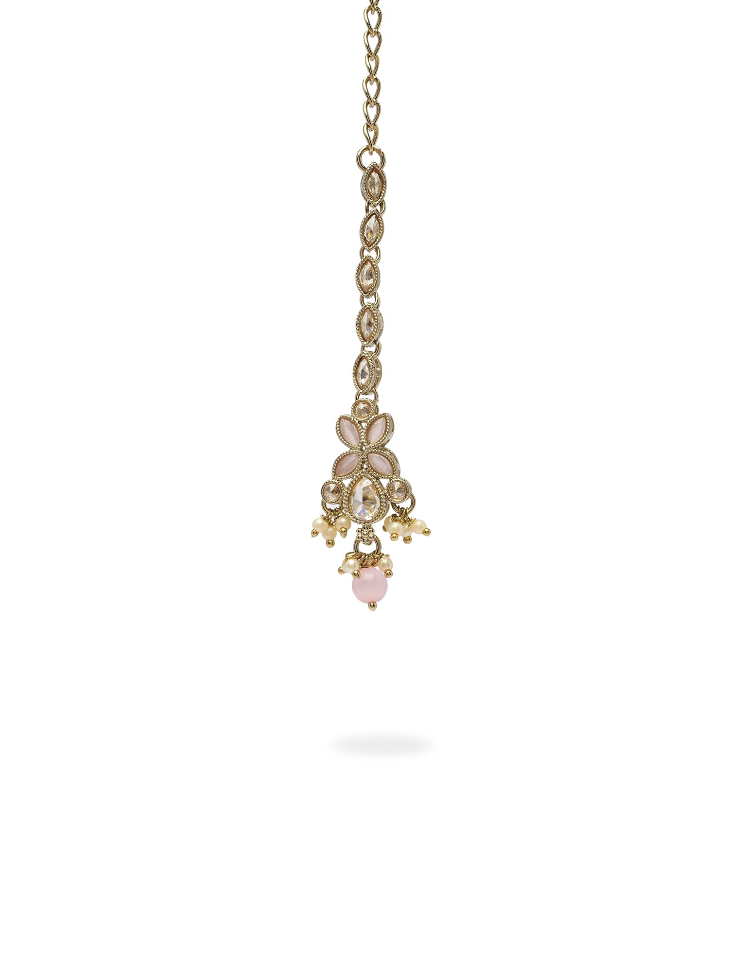 Parina Maang Tikka in Light Pink and Antique Gold