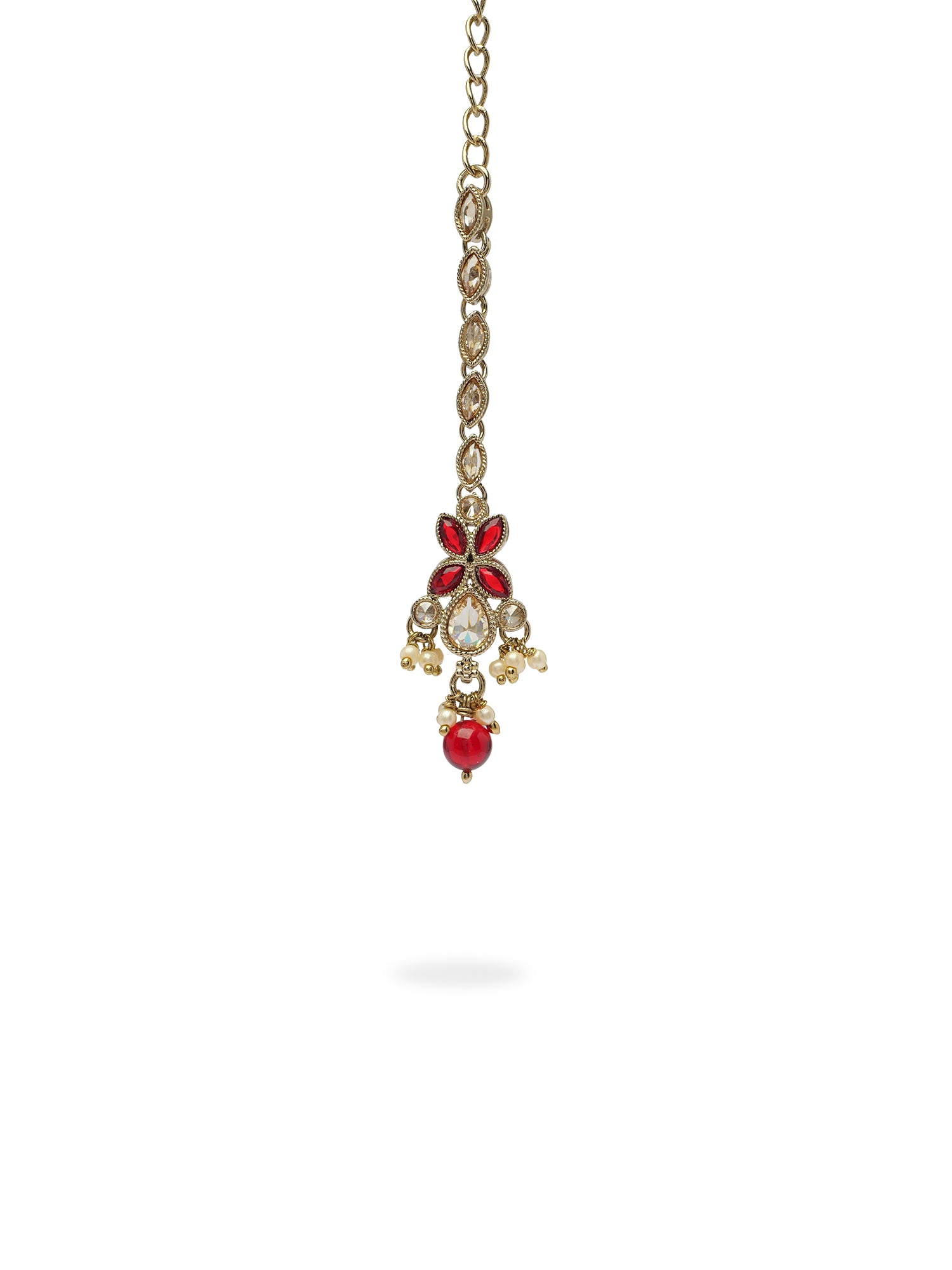 Parina Maang Tikka in Maroon and Antique Gold