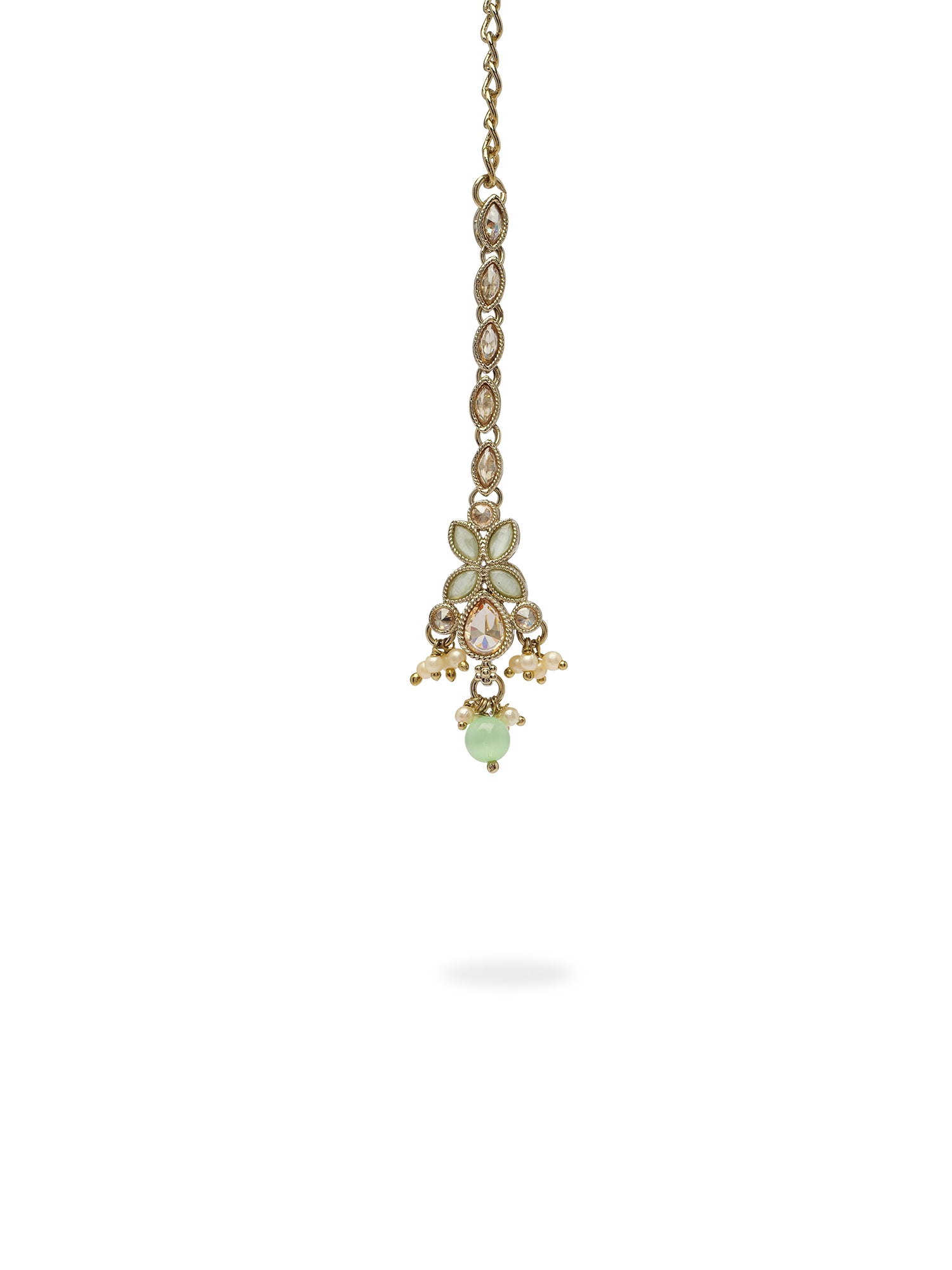 Parina Maang Tikka in Mint and Antique Gold