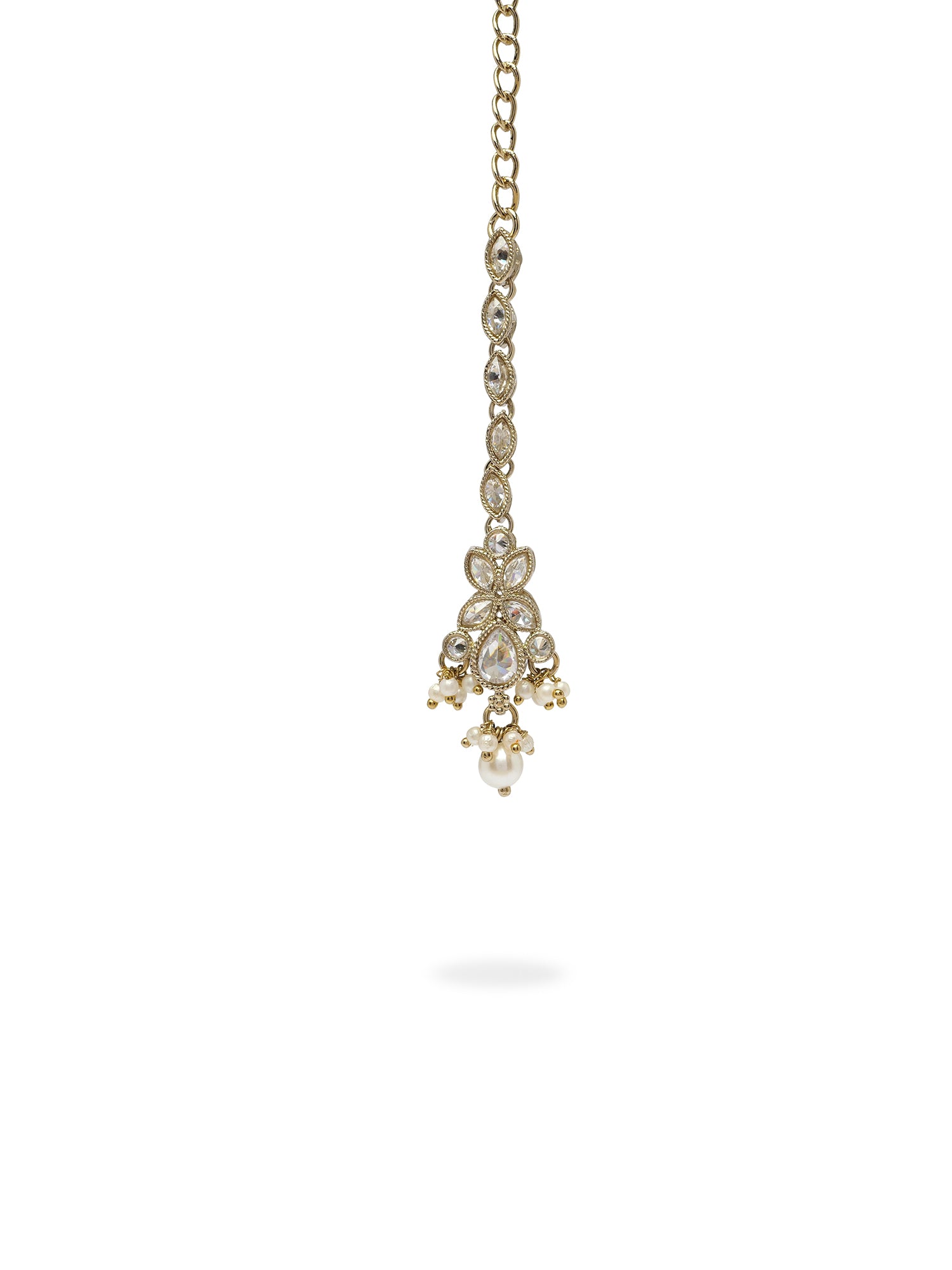 Parina Maang Tikka in White and Antique Gold