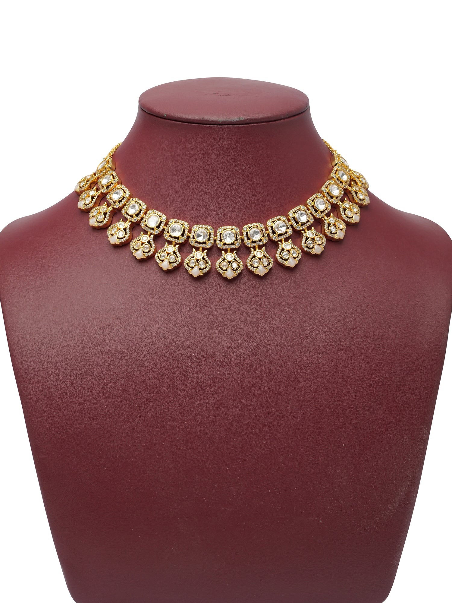 Parisa Kundan Necklace Set in White