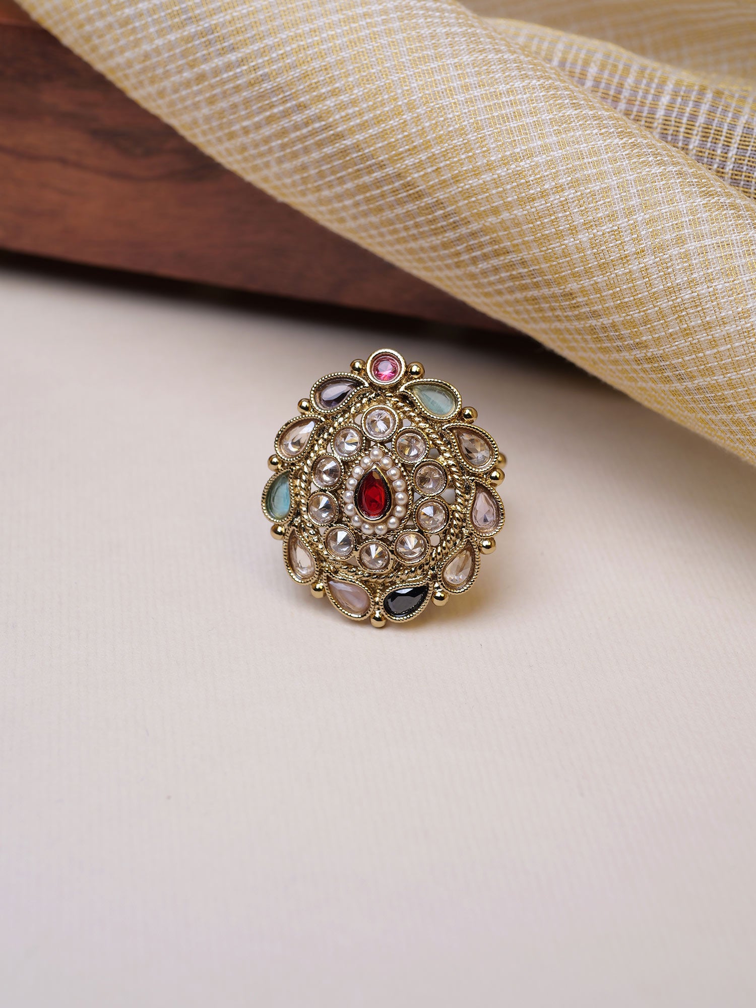 Parisha Ring in Multi and Antique Gold