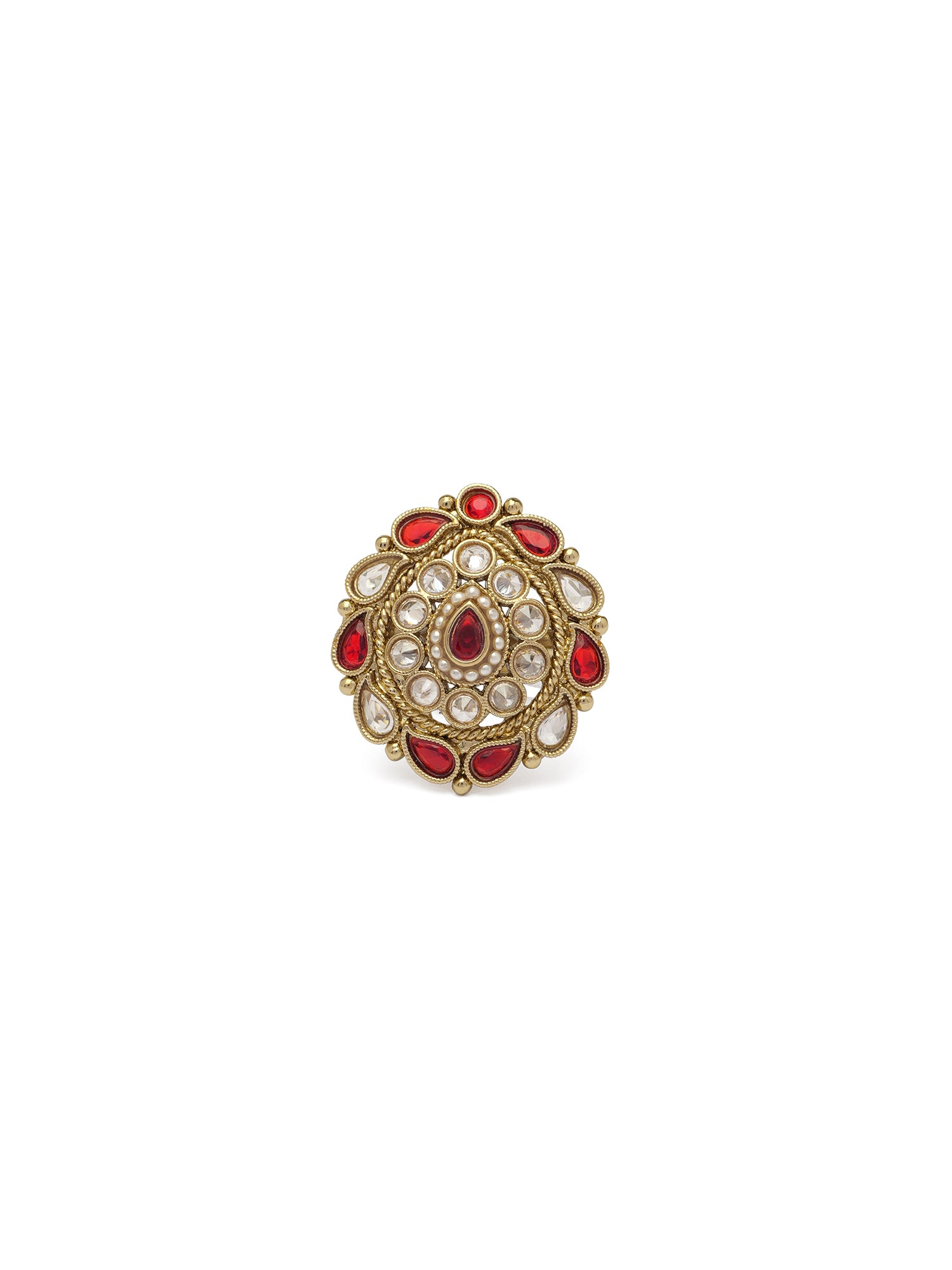 Parisha Ring in Maroon and Antique Gold