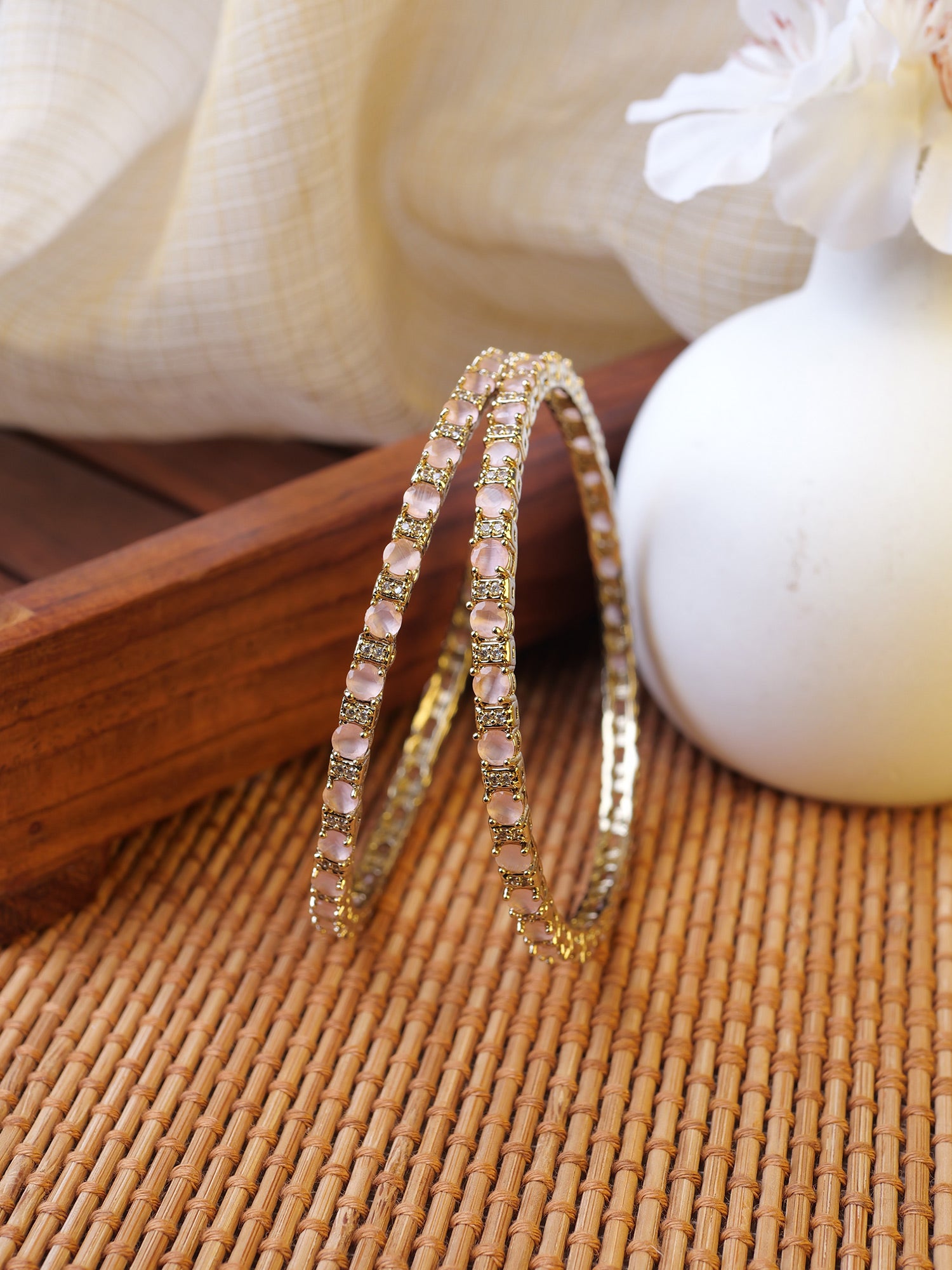 Parizah Kada Bangles in Light Pink