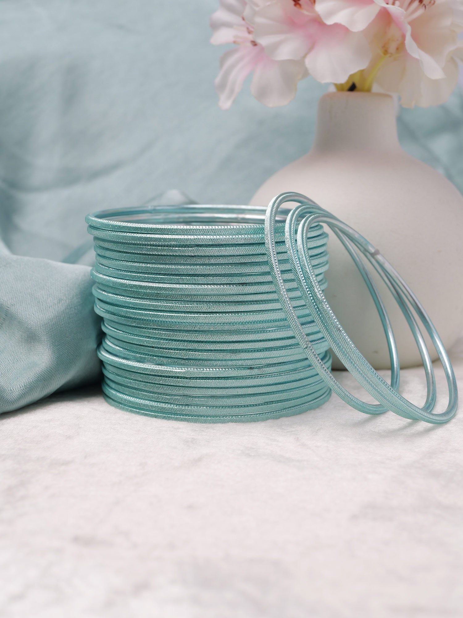 Pastel Light Blue Shimmer Bangles