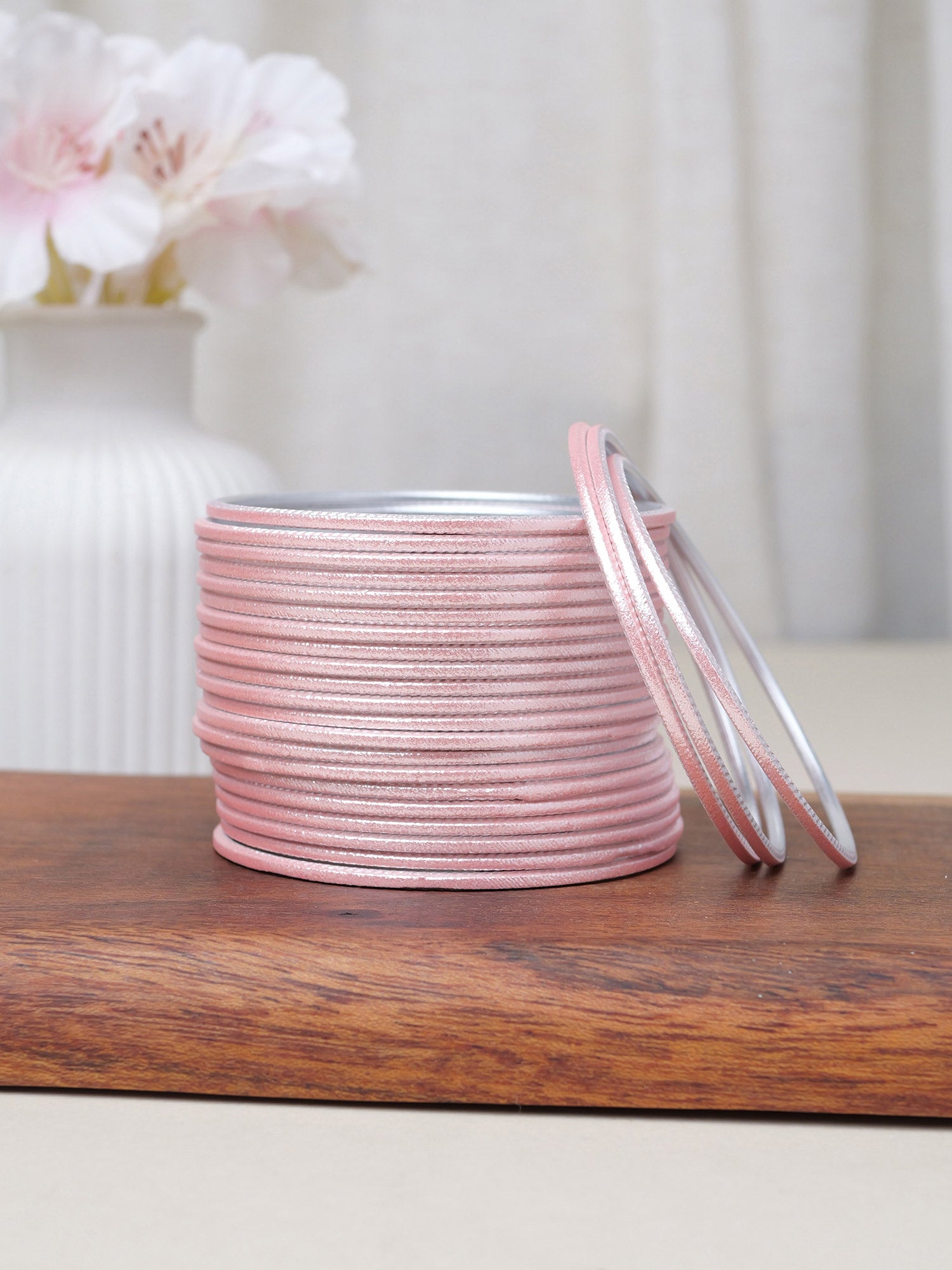 Pastel Peach Shimmer Bangles