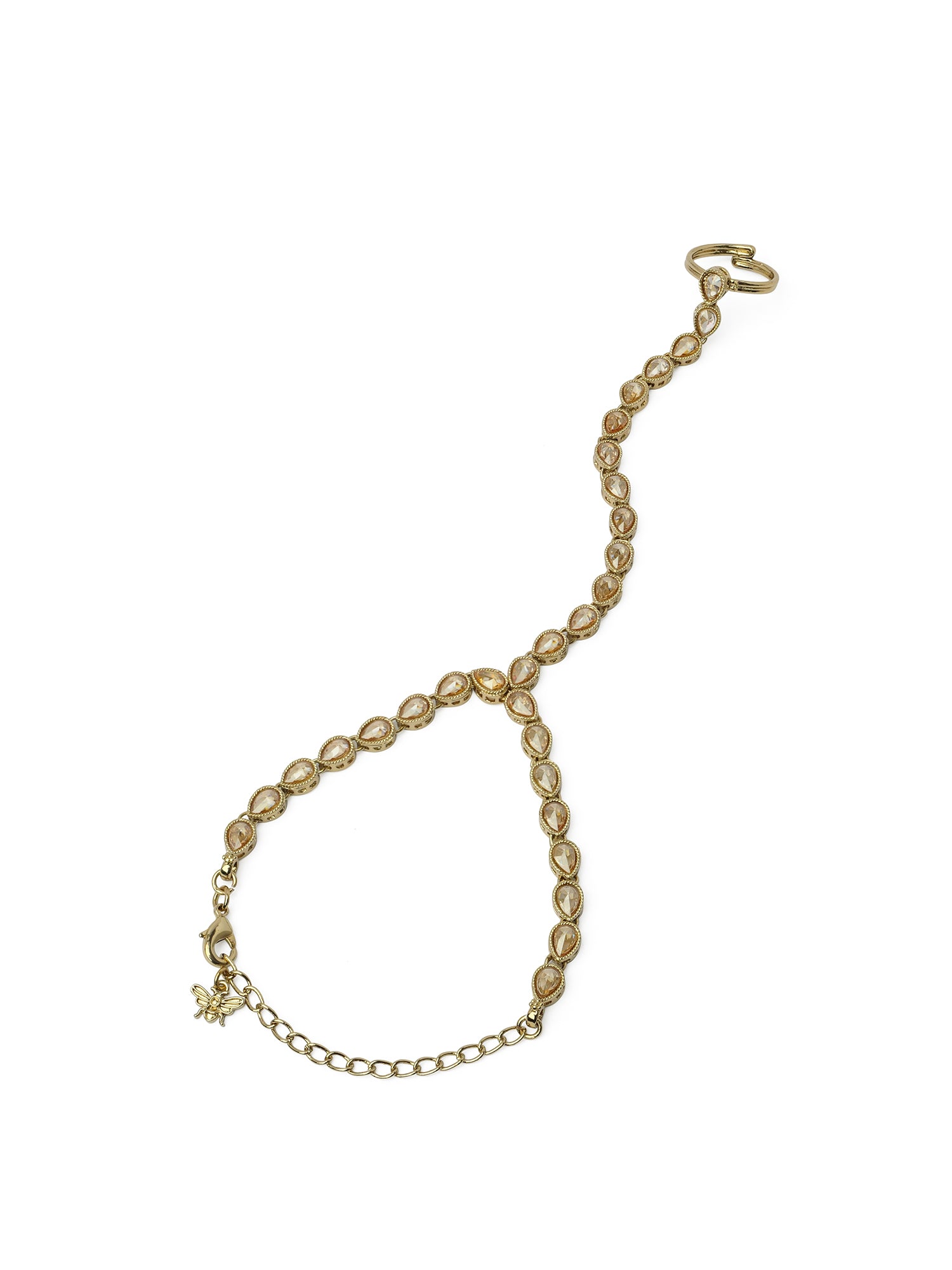 Pear Crystal Hand Chain in Champagne