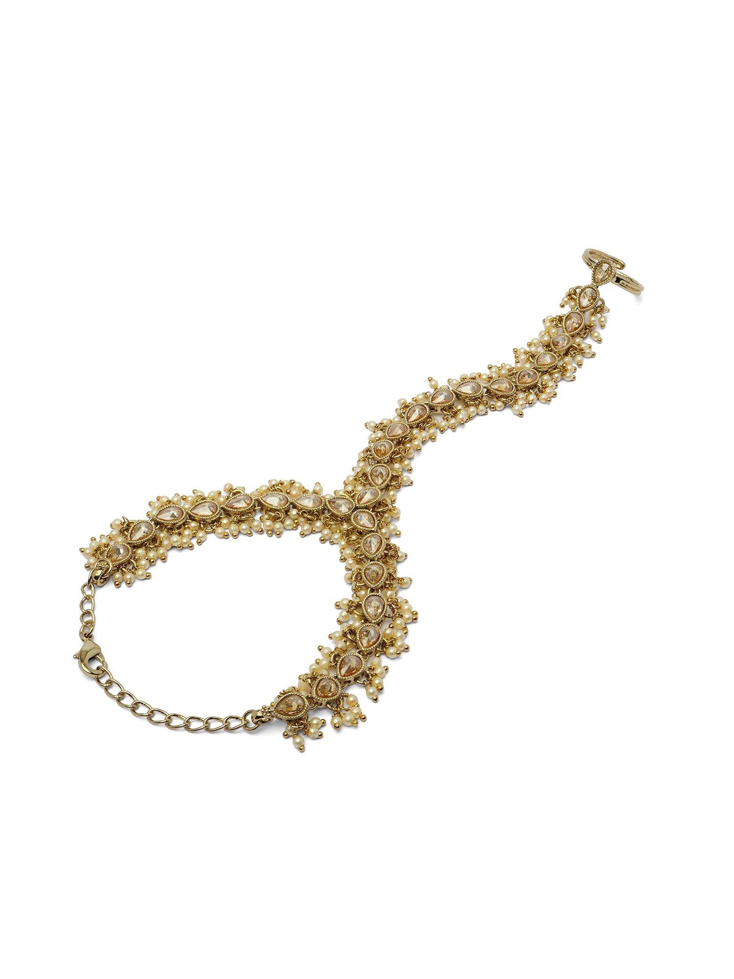 Pearl Cluster Hand Chain in Champagne