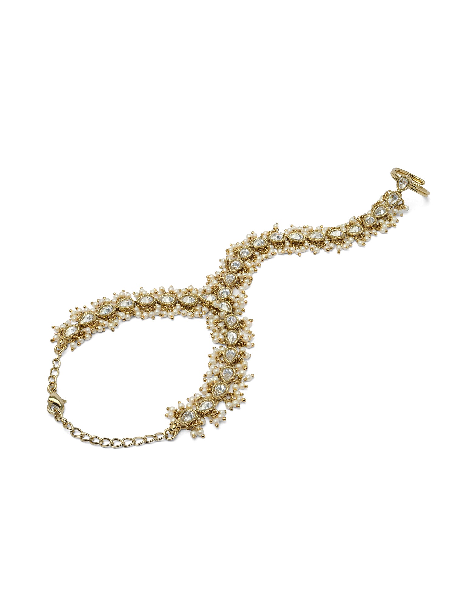 Pearl Cluster Hand Chain in White