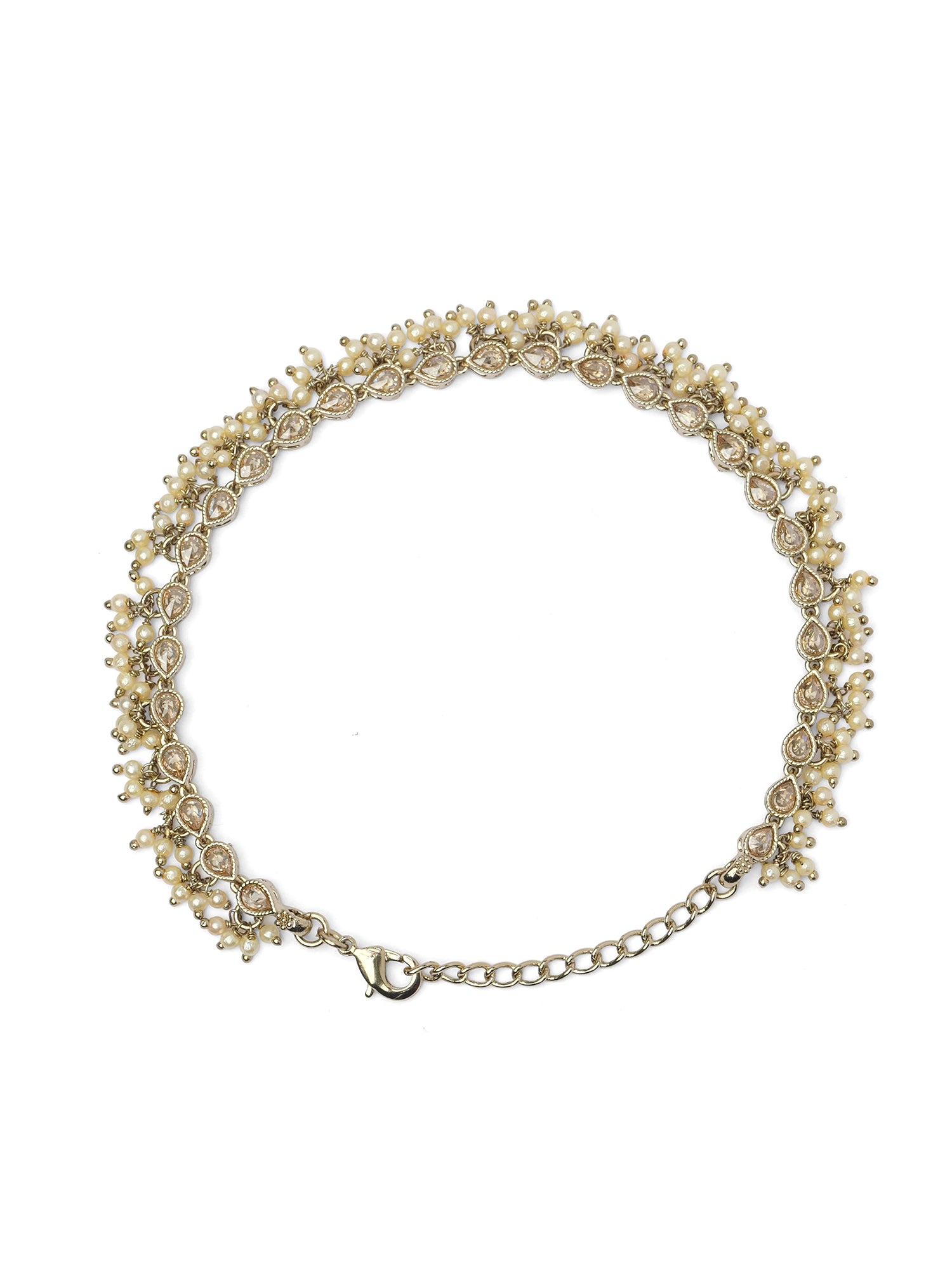 Pearly Cluster Anklet in Champagne