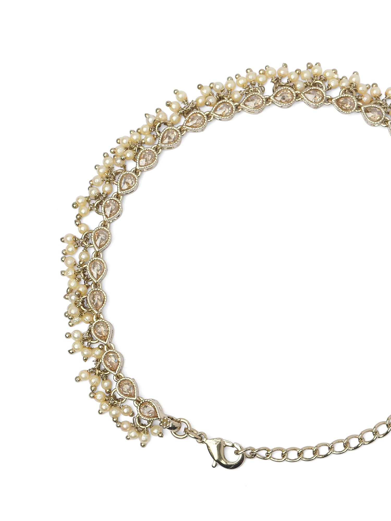 Pearly Cluster Anklet in Champagne