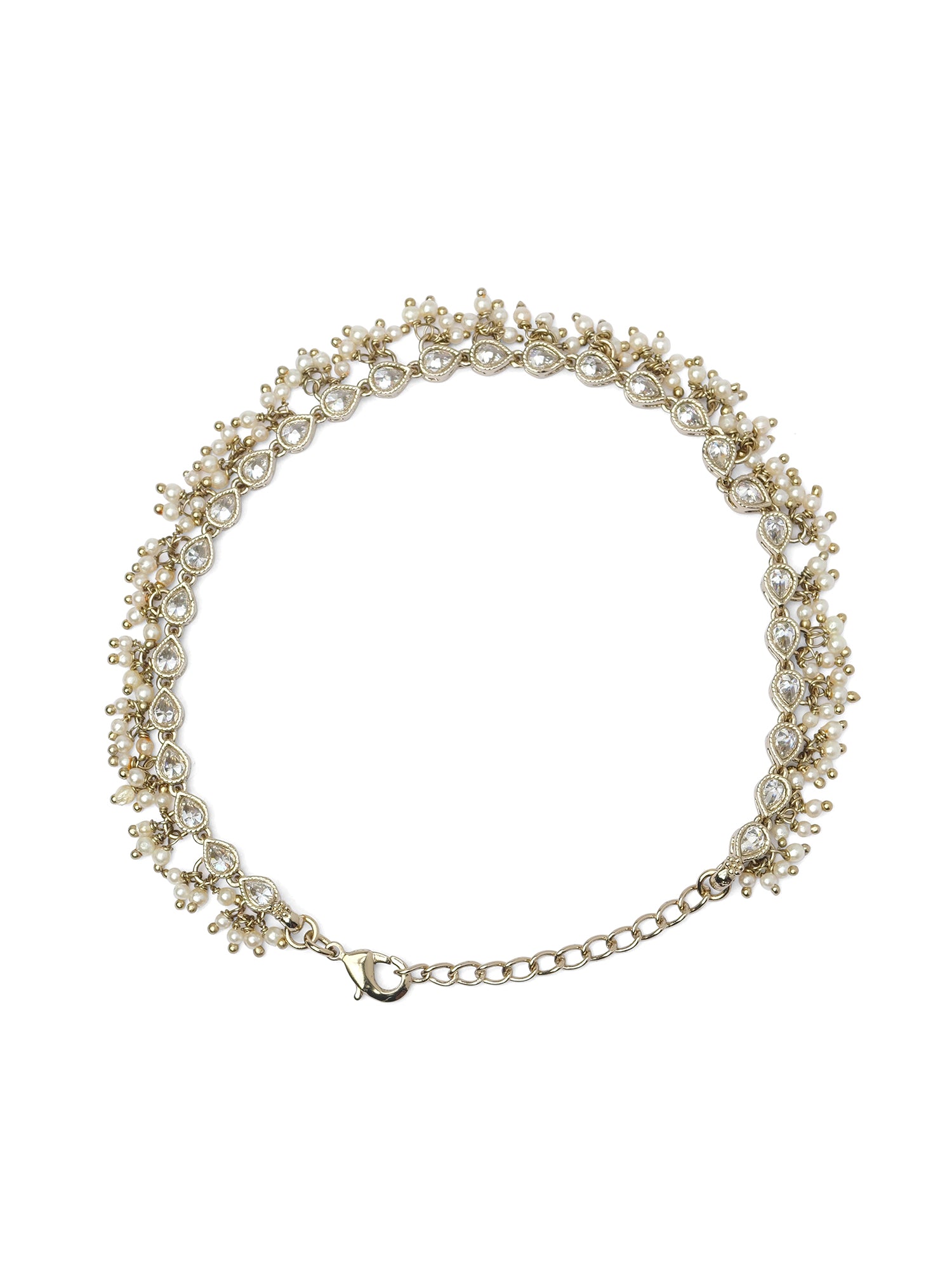 Pearly Cluster Anklet in White