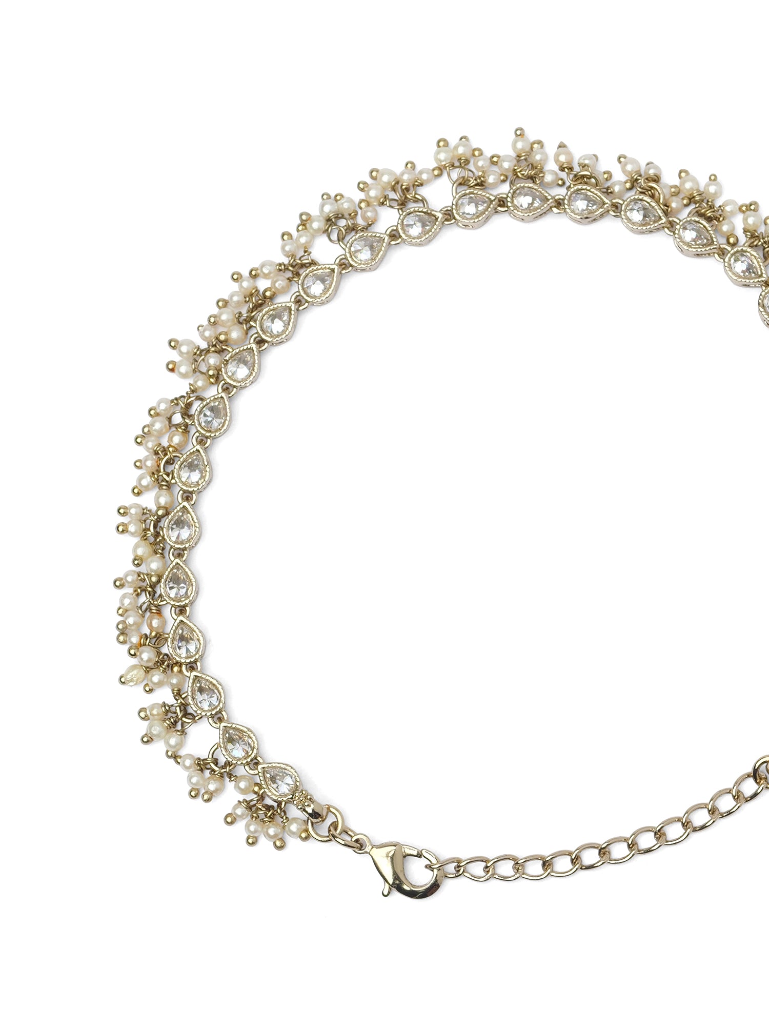 Pearly Cluster Anklet in White