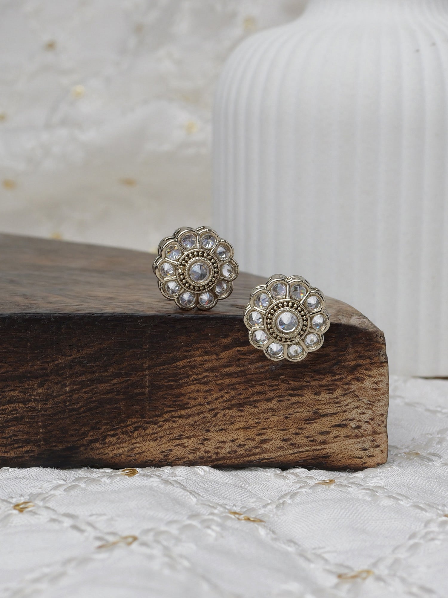 Phool Ear Studs in White