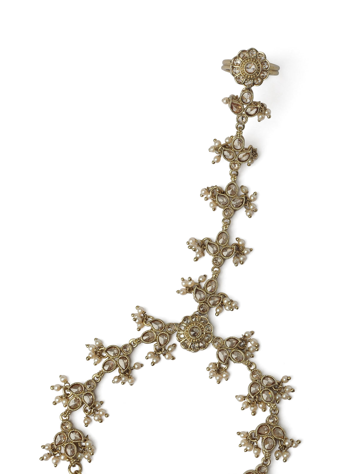 Phool Crystal Hand Chain in Champagne