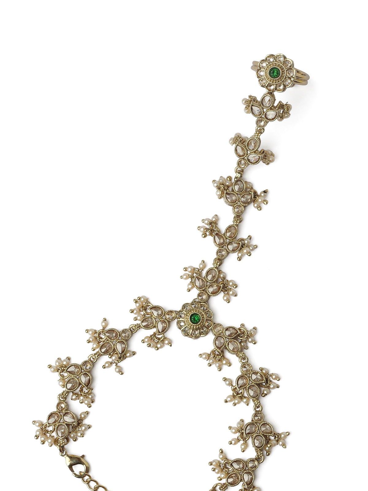 Phool Crystal Hand Chain in Green