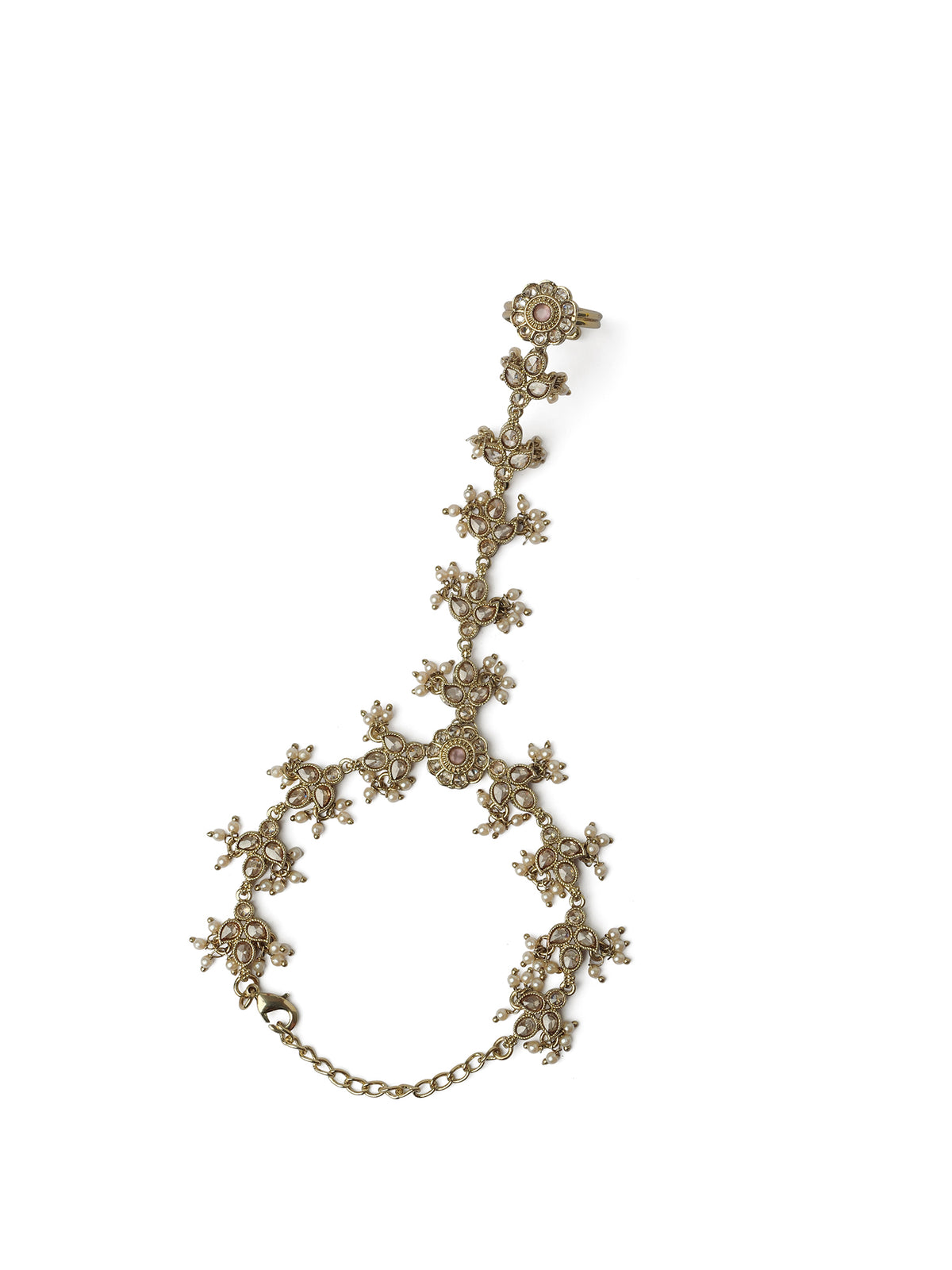 Phool Crystal Hand Chain in Light Pink