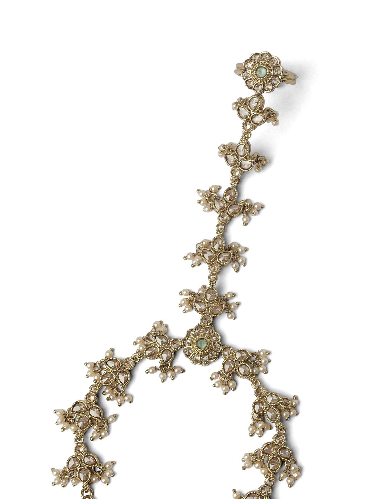 Phool Crystal Hand Chain in Mint