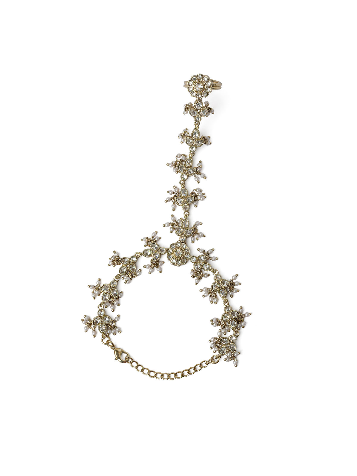 Phool Crystal Hand Chain in White