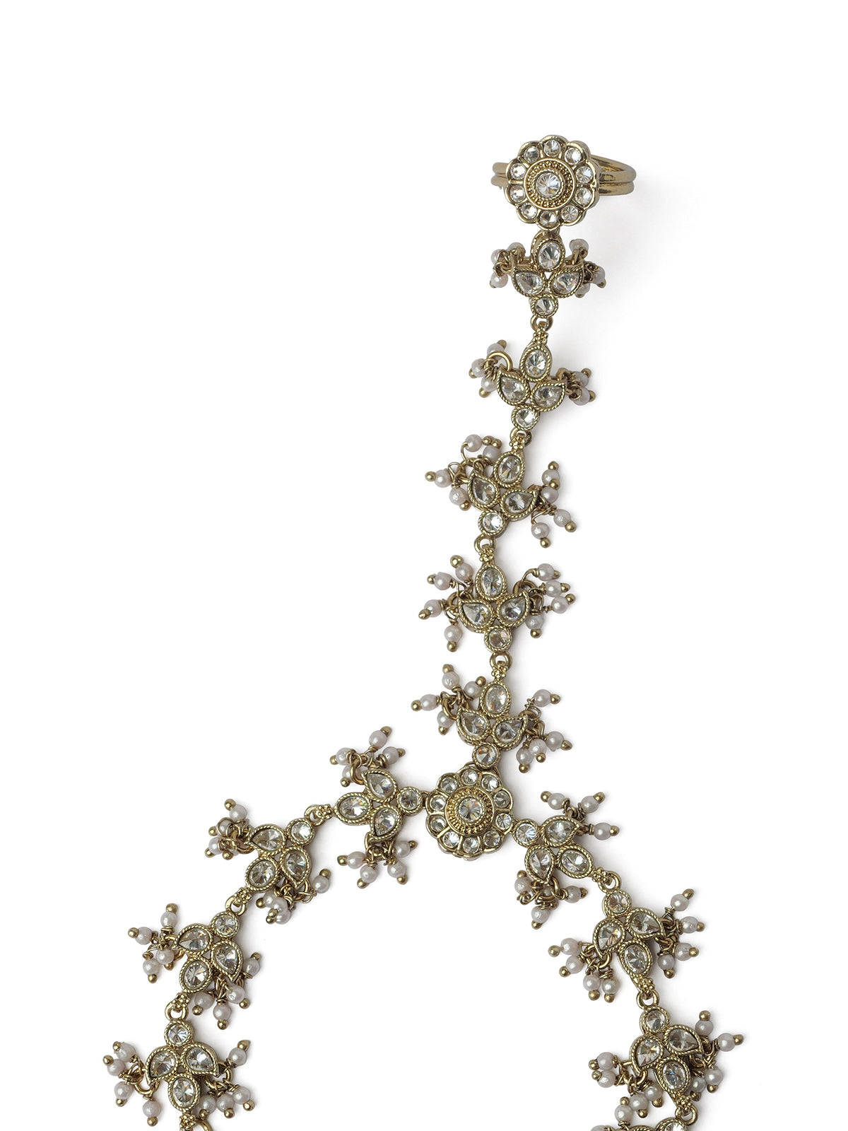 Phool Crystal Hand Chain in White