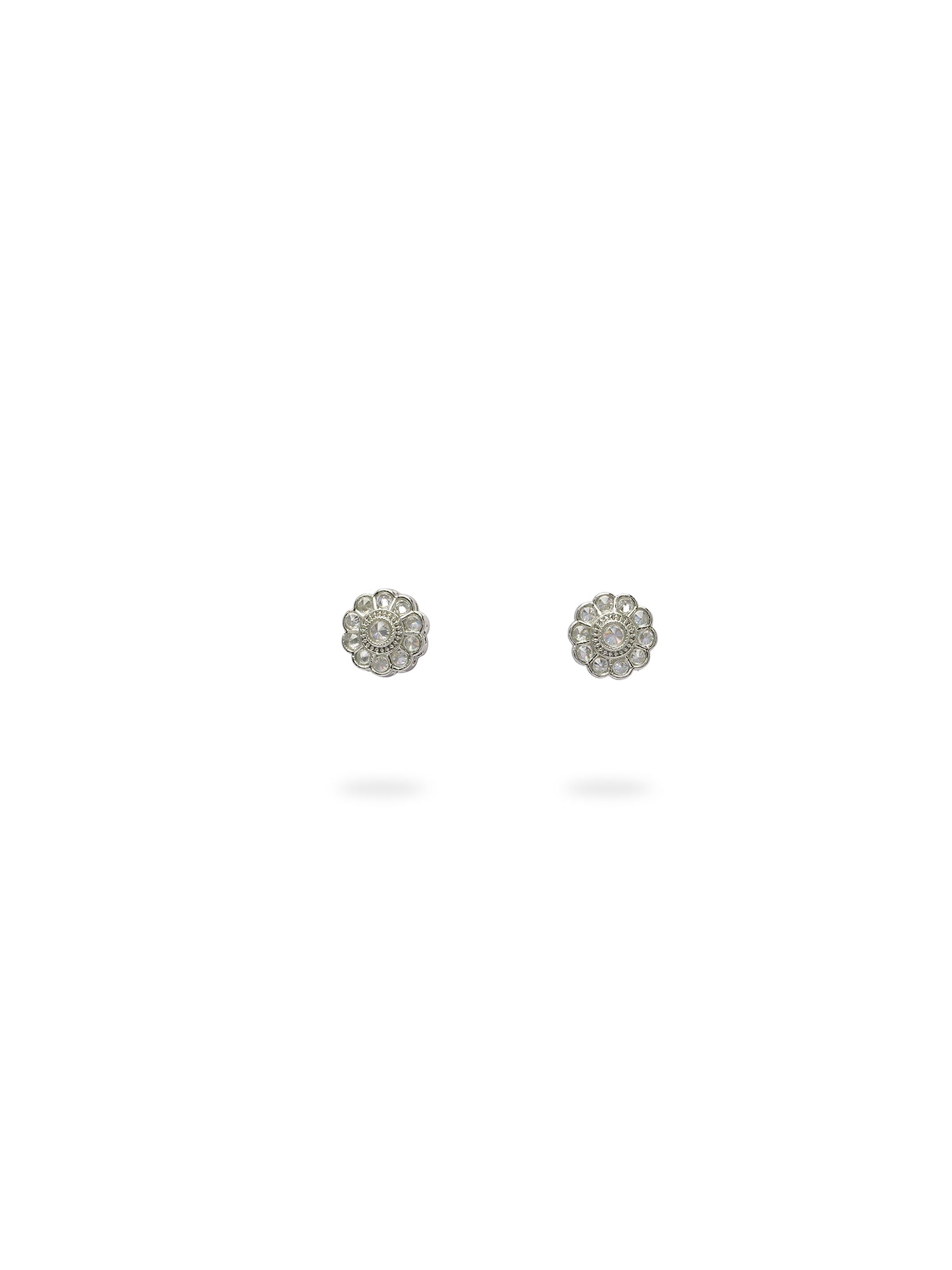 Phool Ear Studs in Rhodium