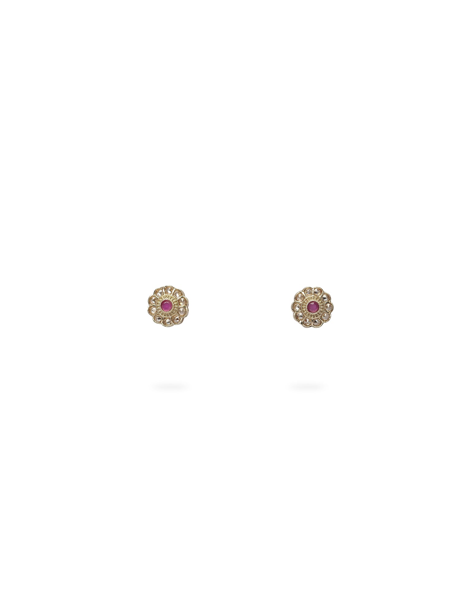 Phool Ear Studs in Ruby