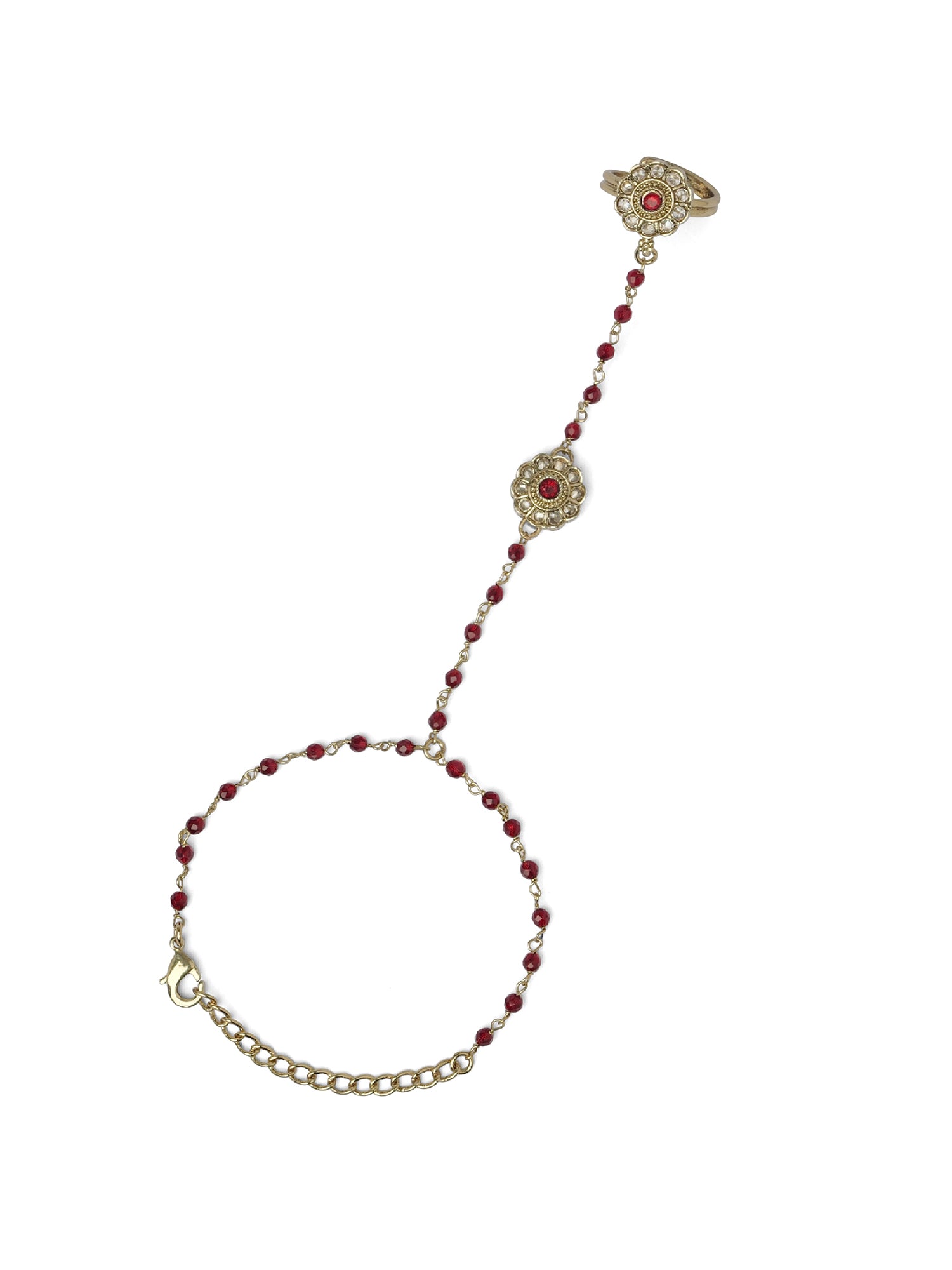 Phool Hand Chain in Maroon
