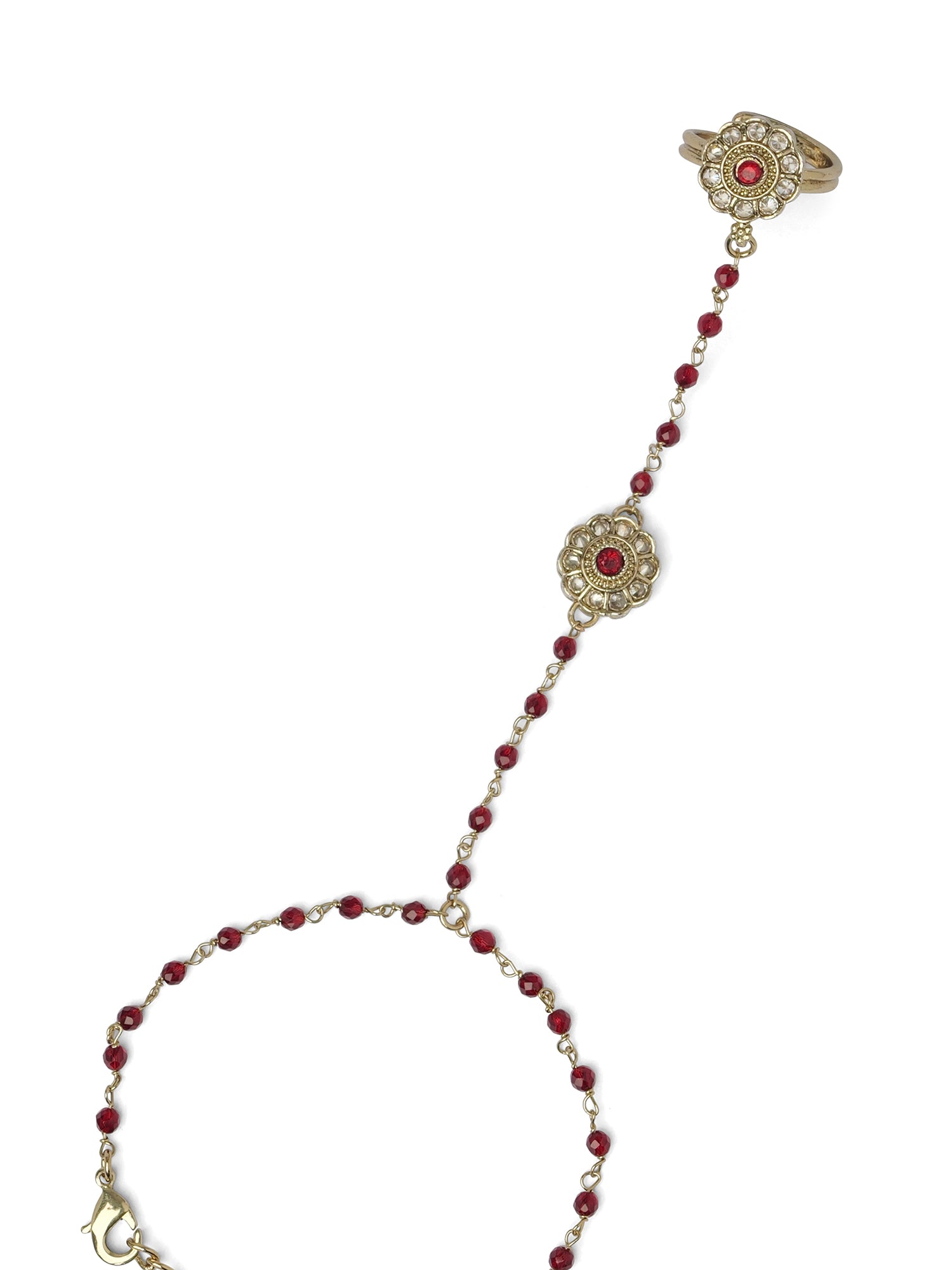Phool Hand Chain in Maroon