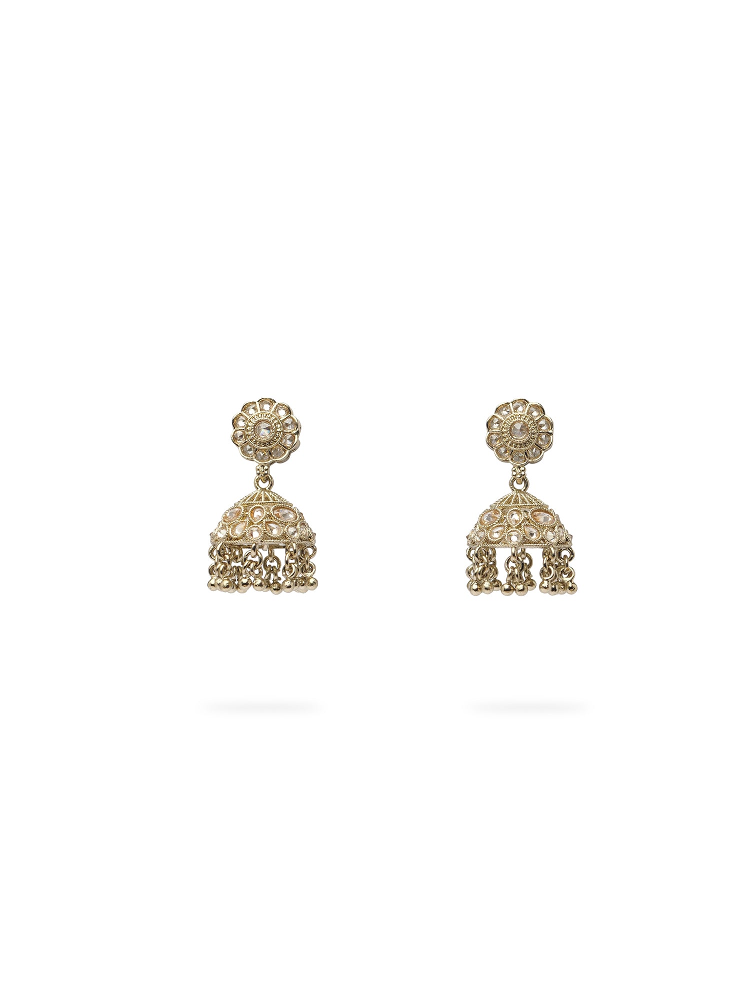 Phool Jhumka Earrings in Antique Gold