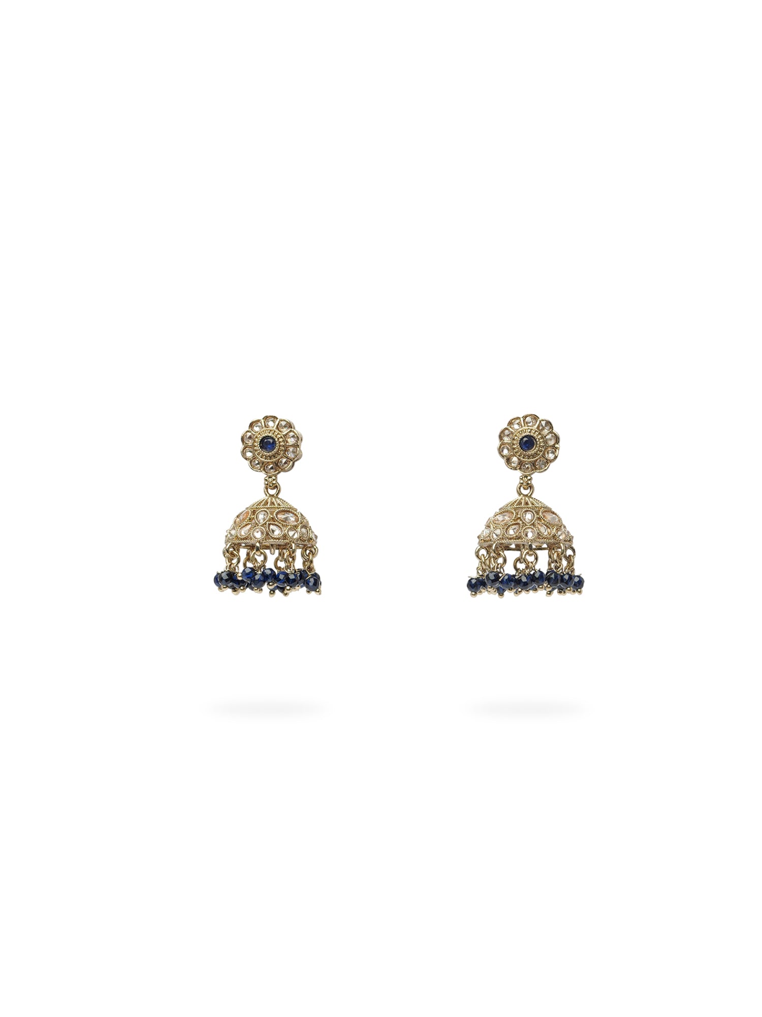 Phool Jhumka Earrings in Blue