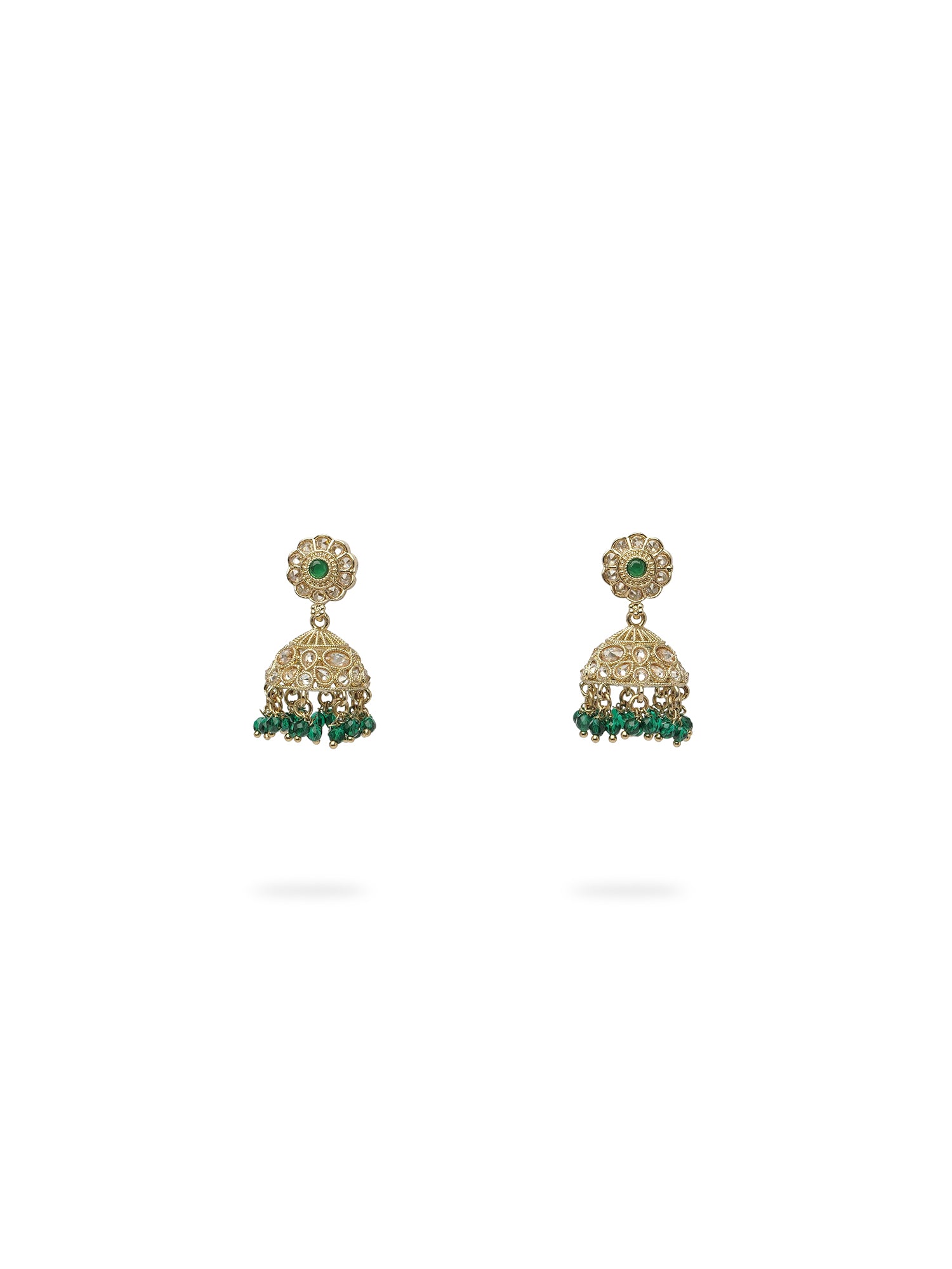 Phool Jhumka Earrings in Green