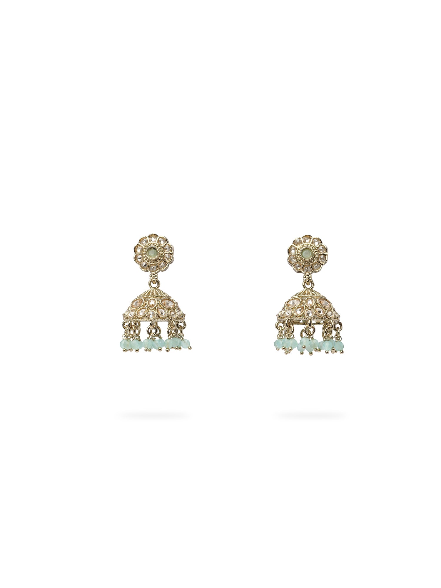Phool Jhumka Earrings in Light Blue