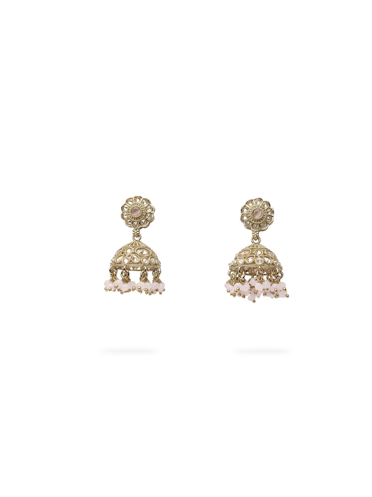 Phool Jhumka Earrings in Light Pink