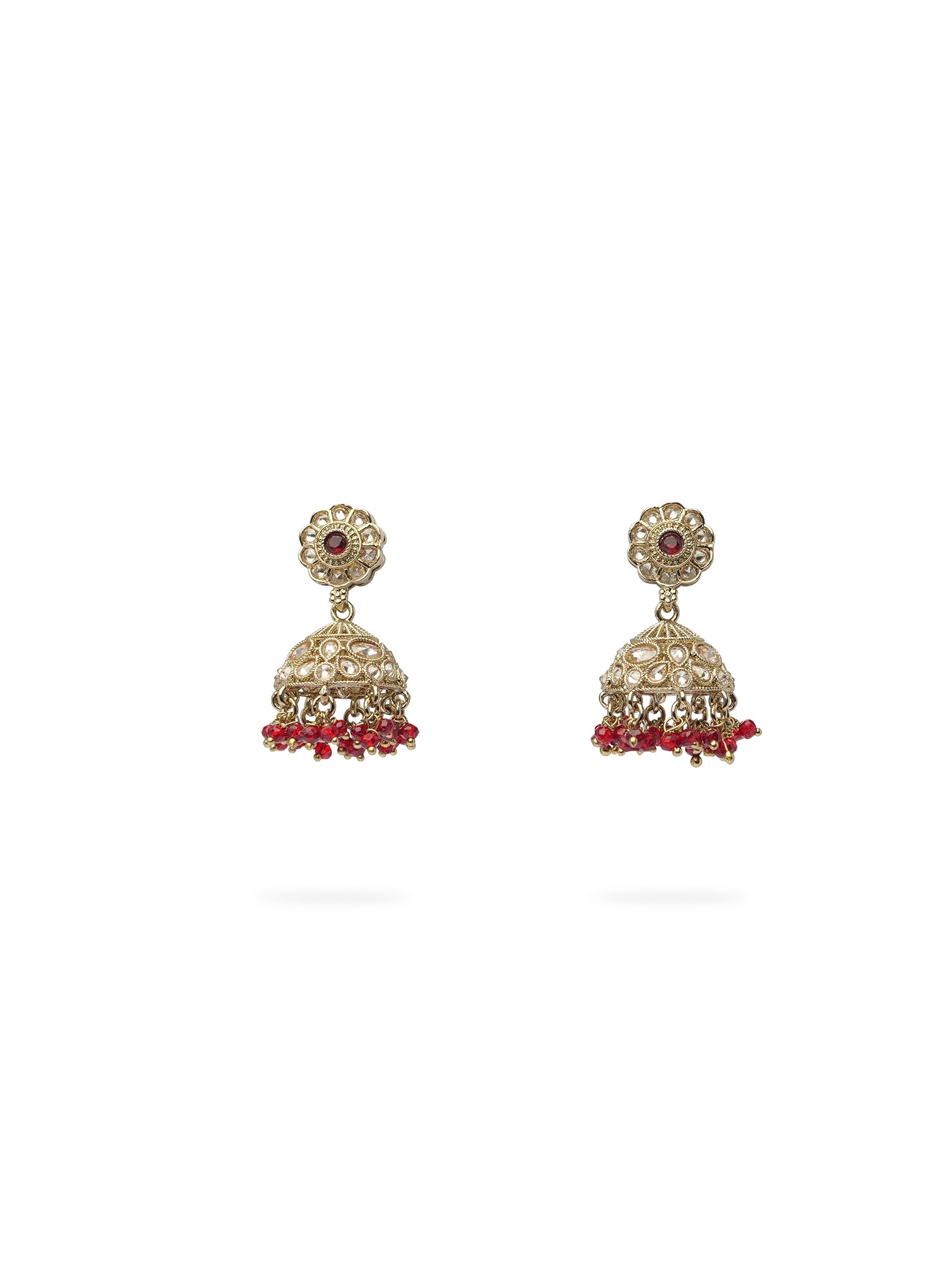 Phool Jhumka Earrings in Maroon