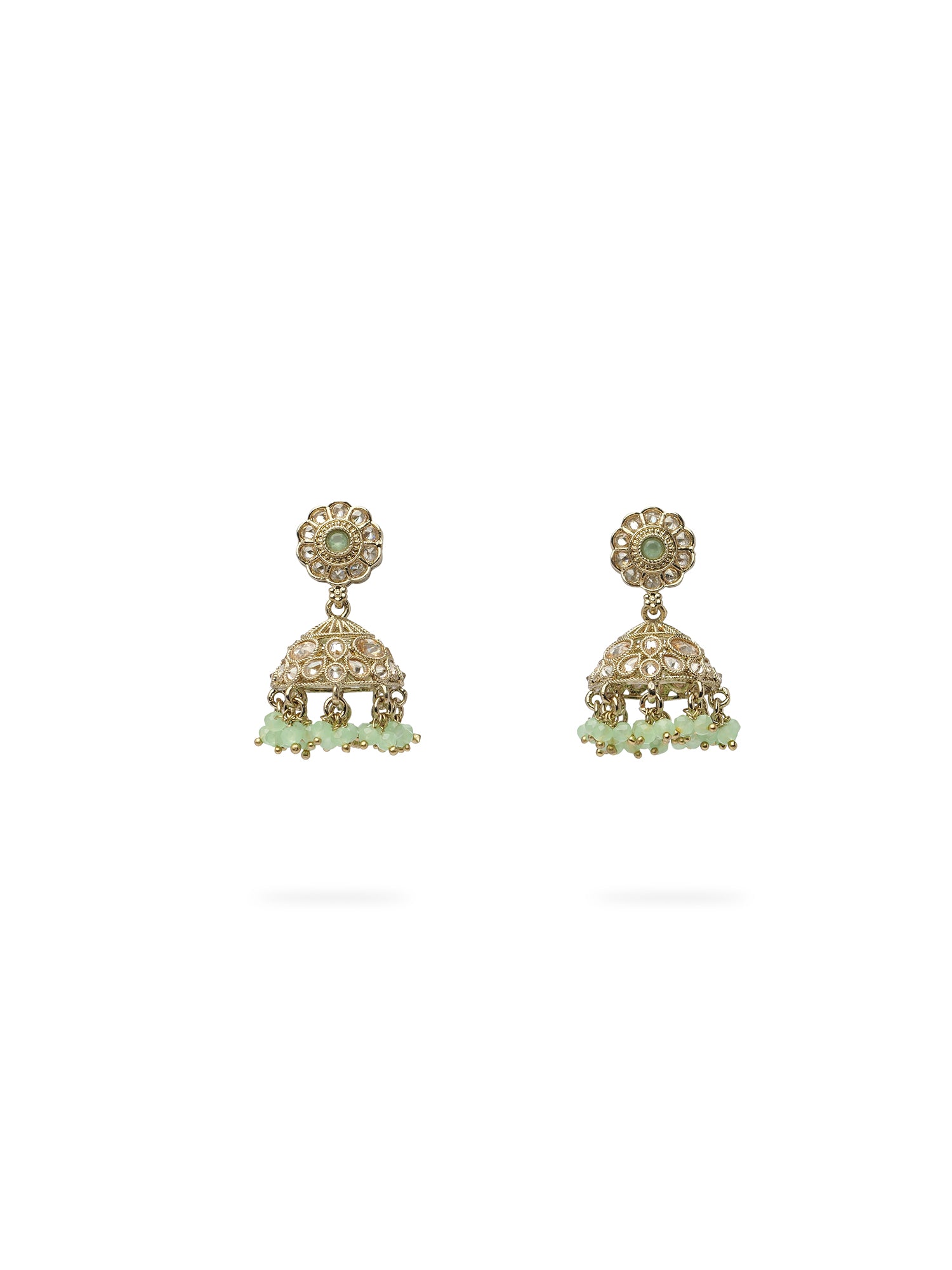 Phool Jhumka Earrings in Mint