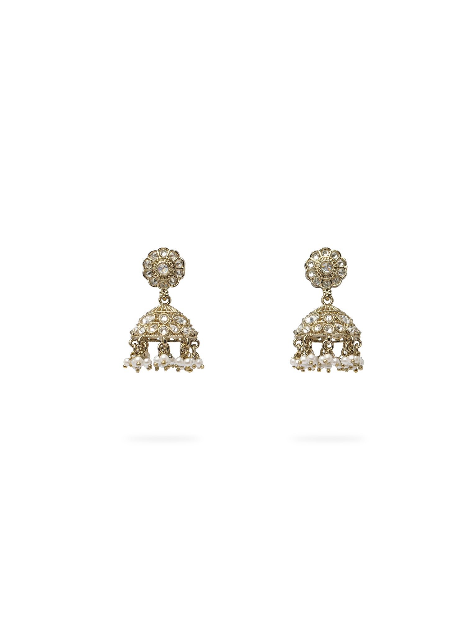 Phool Jhumka Earrings in White